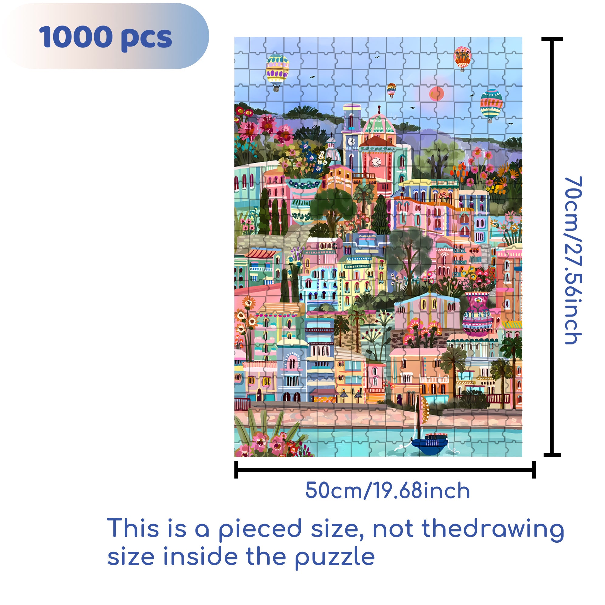 Hot Air Balloon Capital 500pcs/1000pcs Jigsaw Puzzle, Scratch-Resistant, Interactive Family Game & Brain-Boosting DIY Decor, Perfect for Halloween, Christmas & New Year Gifts, Family Puzzle Game