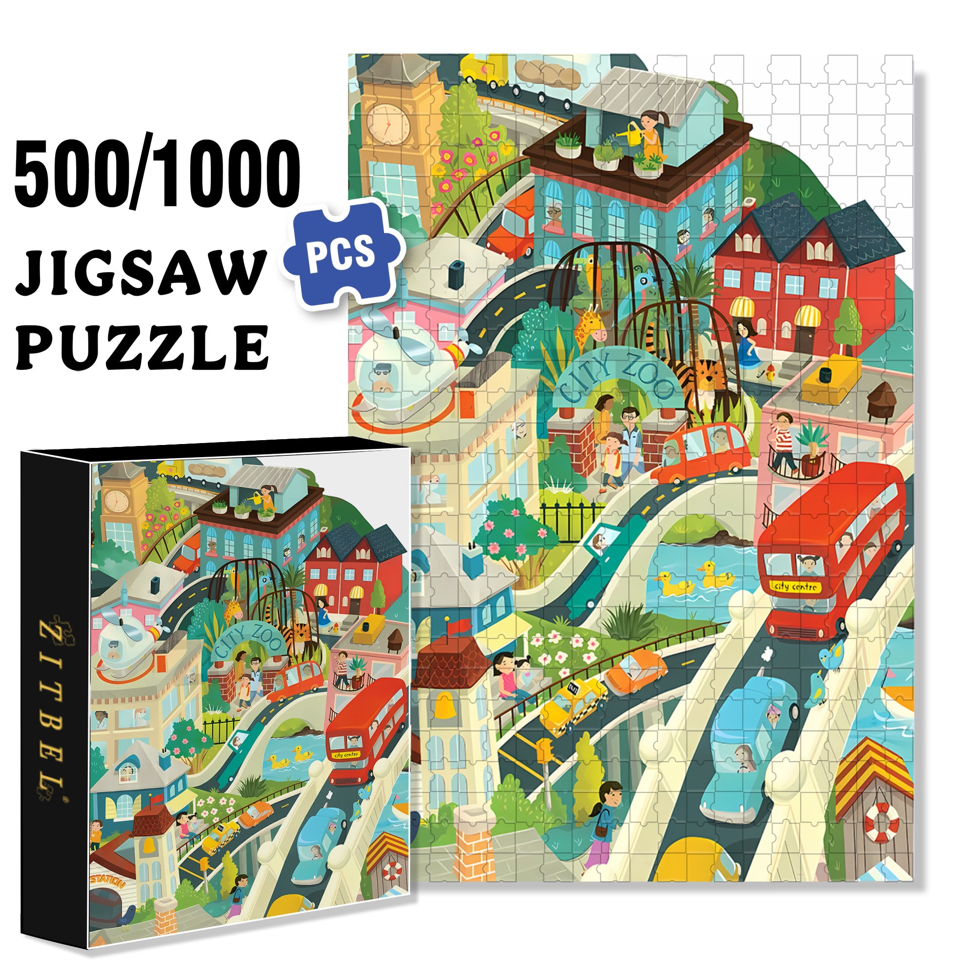 Illustration For Children's 500pcs/1000pcs Jigsaw Puzzle, Scratch-Resistant, Interactive Family Game & Brain-Boosting DIY Decor, Perfect for Halloween, Christmas & New Year Gifts, Family Puzzle Game