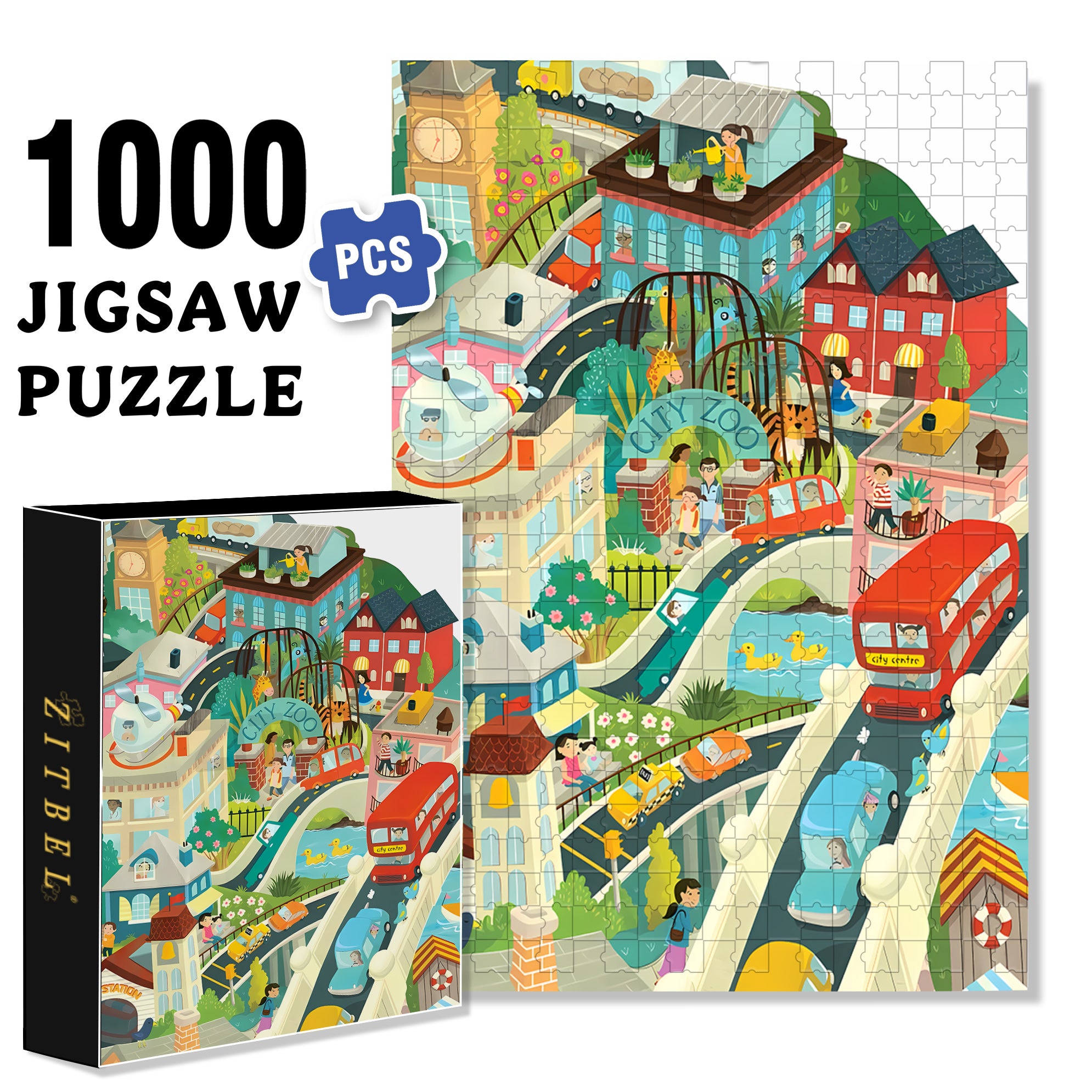 Illustration For Children's 500pcs/1000pcs Jigsaw Puzzle, Scratch-Resistant, Interactive Family Game & Brain-Boosting DIY Decor, Perfect for Halloween, Christmas & New Year Gifts, Family Puzzle Game