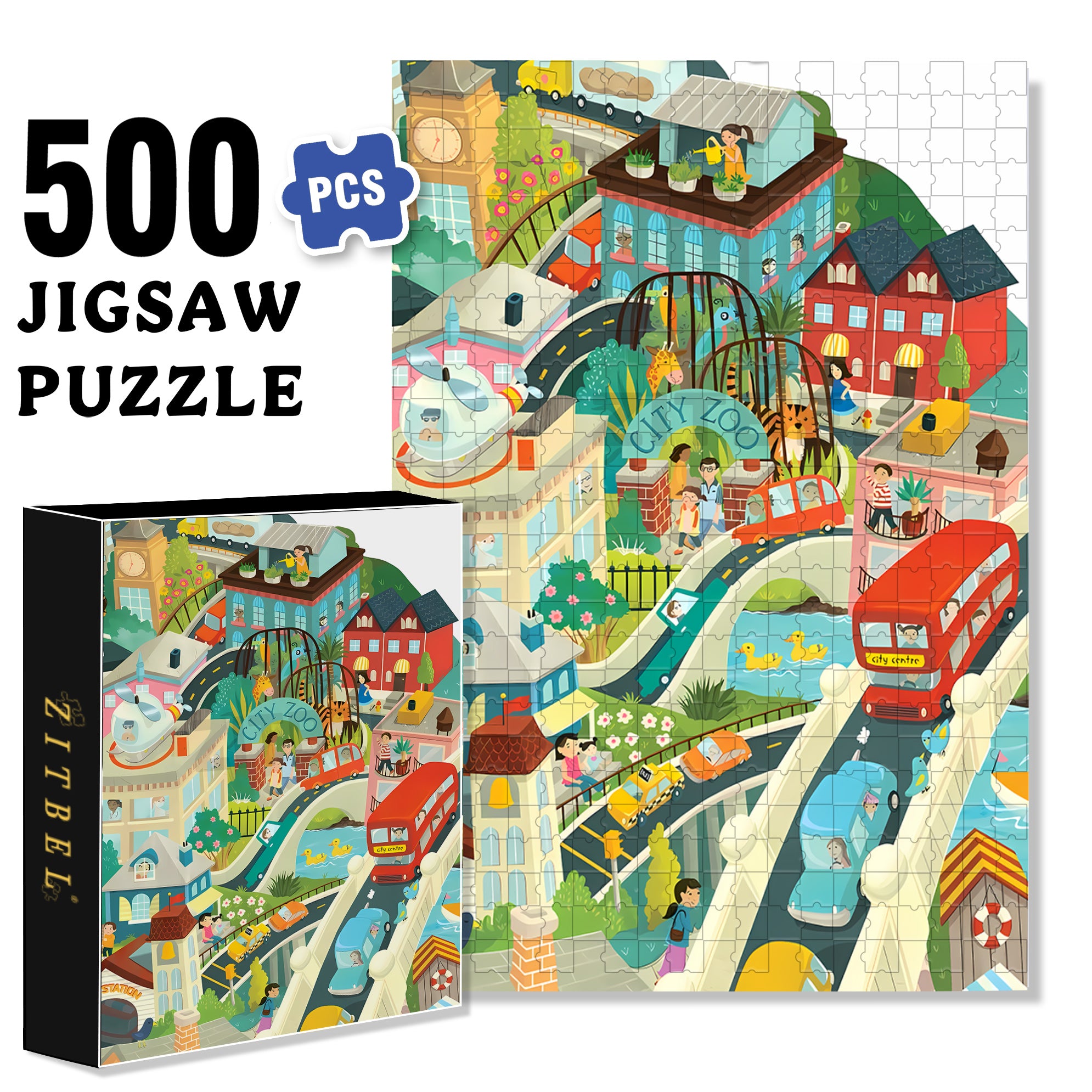 Illustration For Children's 500pcs/1000pcs Jigsaw Puzzle, Scratch-Resistant, Interactive Family Game & Brain-Boosting DIY Decor, Perfect for Halloween, Christmas & New Year Gifts, Family Puzzle Game