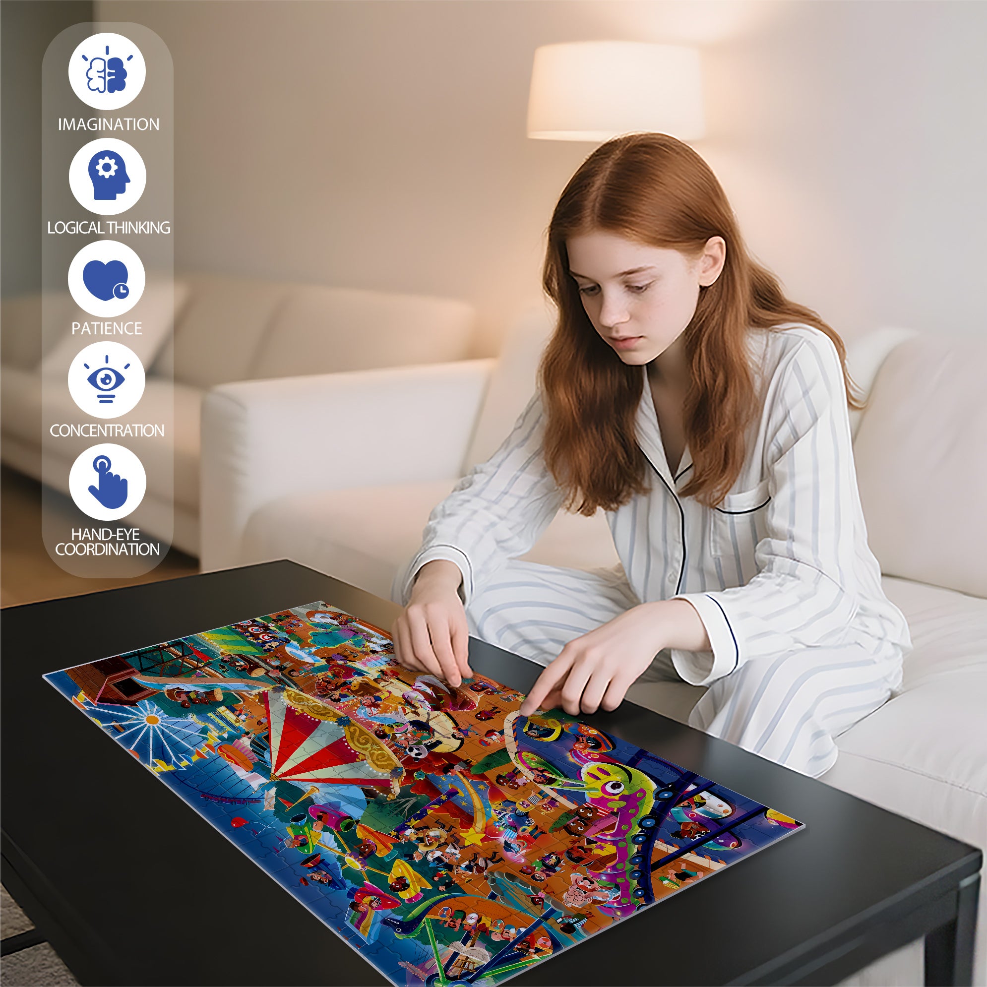 Laughter and Joy 500pcs/1000pcs Jigsaw Puzzle, Scratch-Resistant, Interactive Family Game & Brain-Boosting DIY Decor, Perfect for Halloween, Christmas & New Year Gifts, Family Puzzle Game