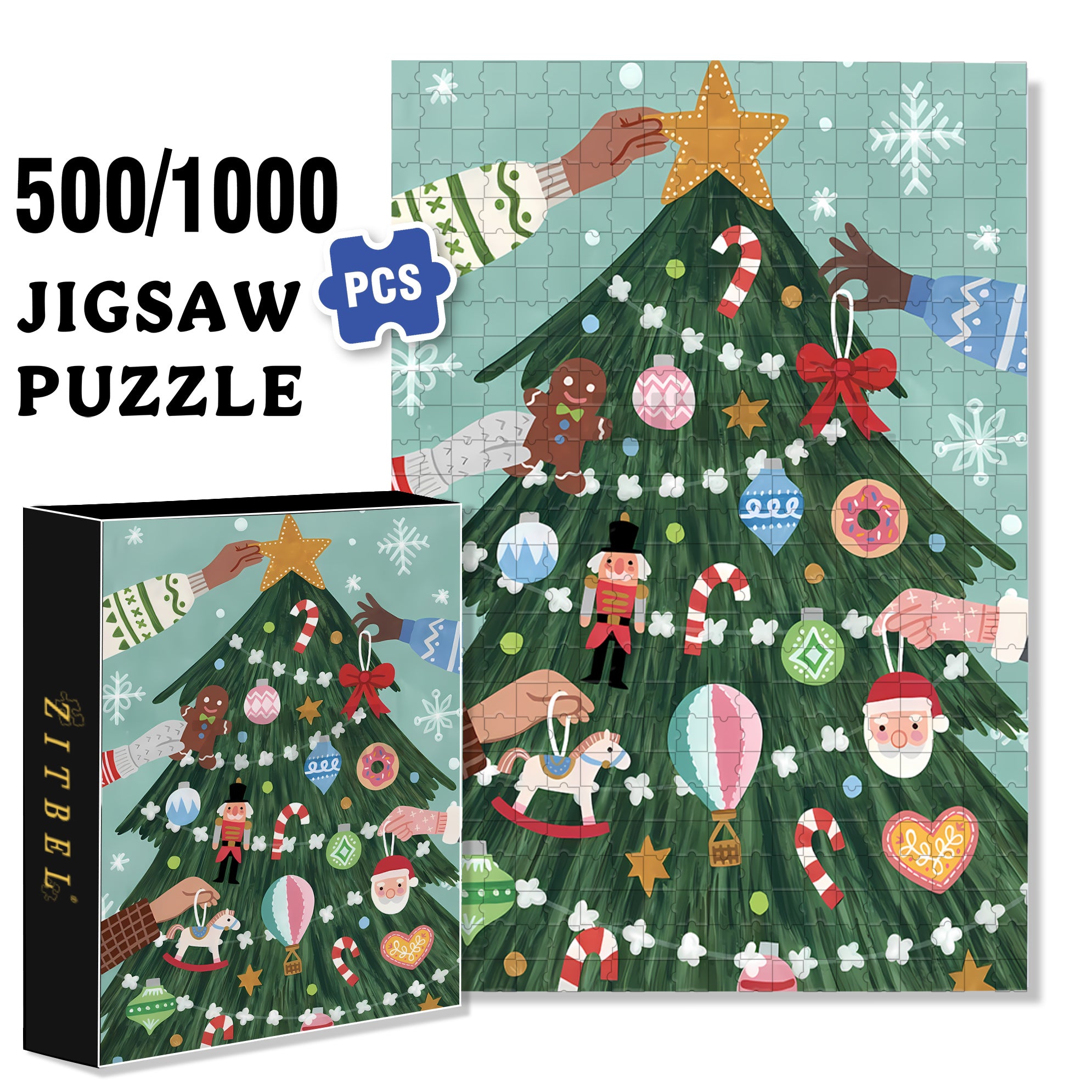 Let's Decorate Together 500pcs/1000pcs Jigsaw Puzzle, Scratch-Resistant, Interactive Family Game & Brain-Boosting DIY Decor, Perfect for Halloween, Christmas & New Year Gifts, Family Puzzle Game