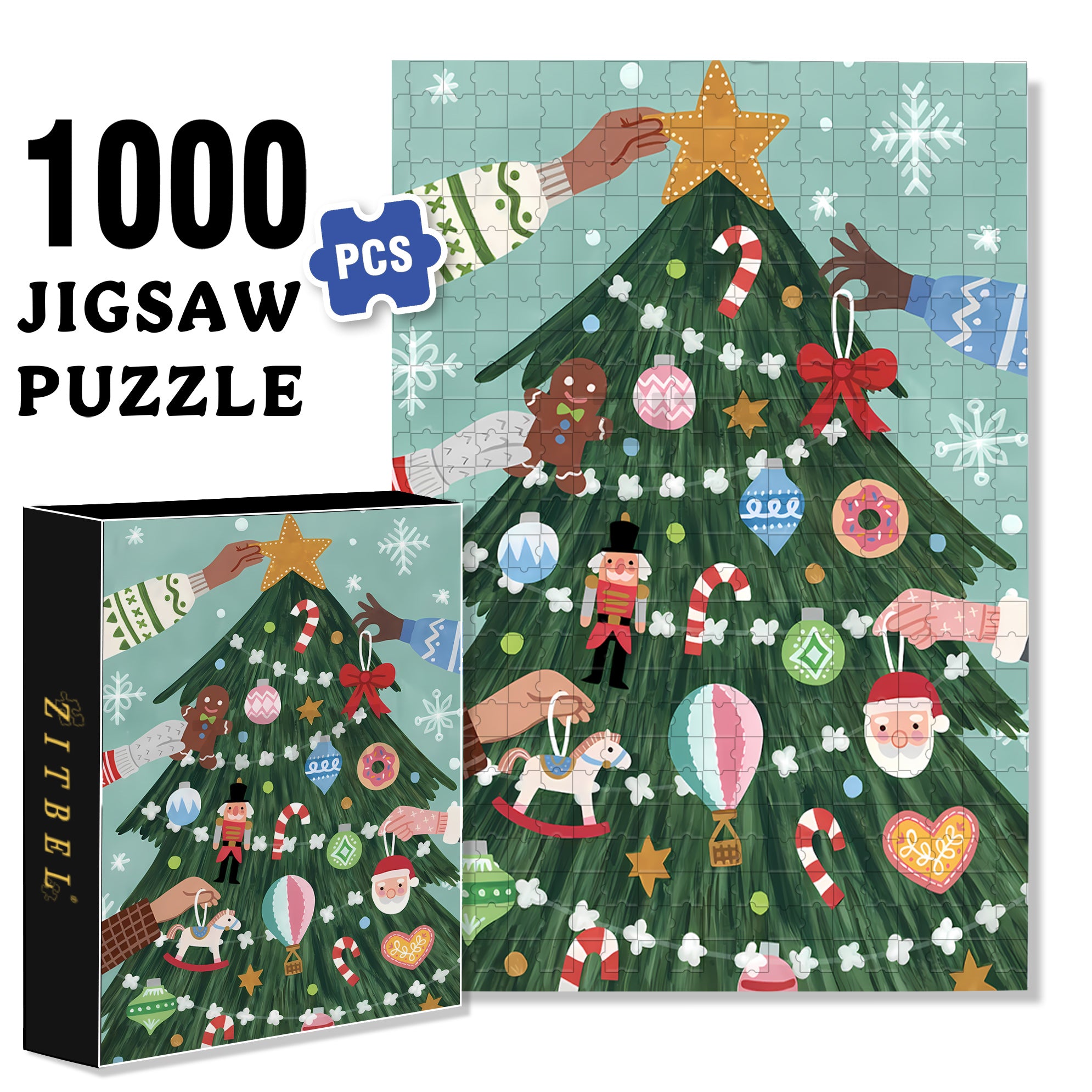Let's Decorate Together 500pcs/1000pcs Jigsaw Puzzle, Scratch-Resistant, Interactive Family Game & Brain-Boosting DIY Decor, Perfect for Halloween, Christmas & New Year Gifts, Family Puzzle Game