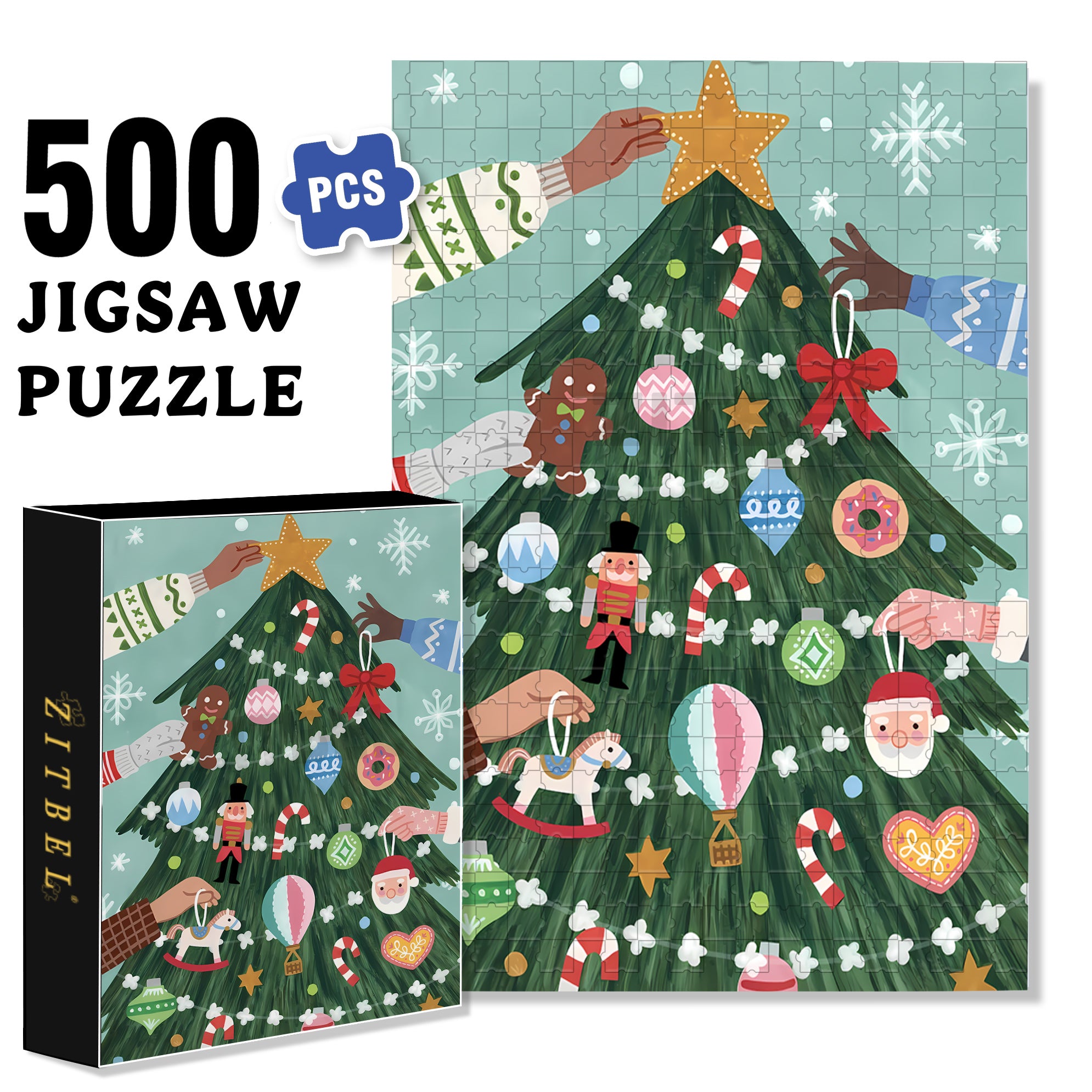 Let's Decorate Together 500pcs/1000pcs Jigsaw Puzzle, Scratch-Resistant, Interactive Family Game & Brain-Boosting DIY Decor, Perfect for Halloween, Christmas & New Year Gifts, Family Puzzle Game