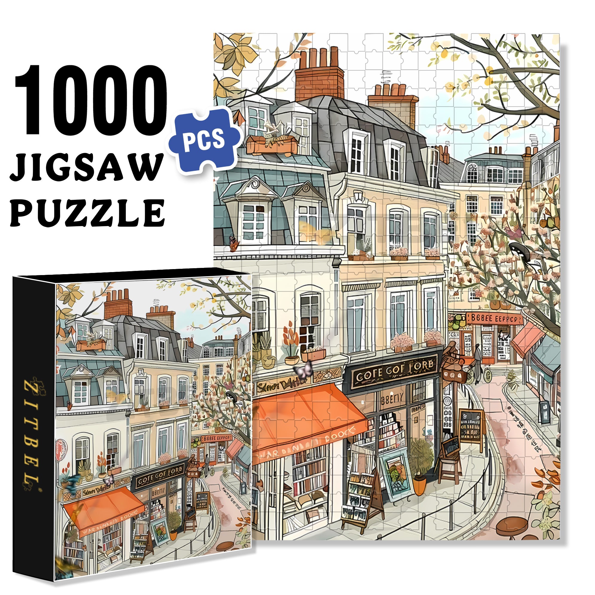 Literary Town 500pcs/1000pcs Jigsaw Puzzle, Scratch-Resistant, Interactive Family Game & Brain-Boosting DIY Decor, Perfect for Halloween, Christmas & New Year Gifts, Family Puzzle Game