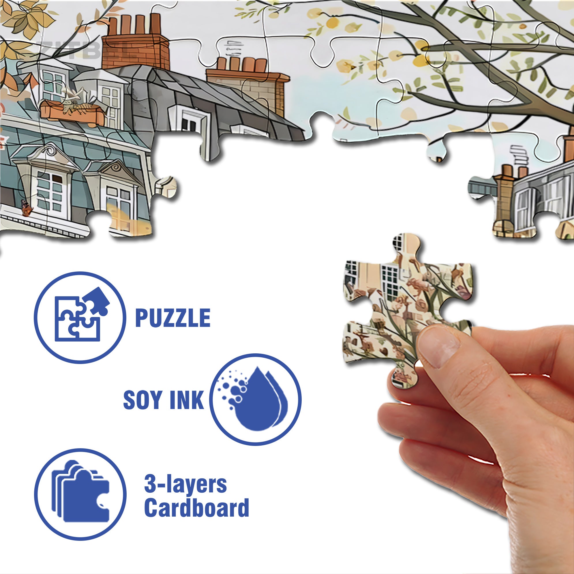 Literary Town 500pcs/1000pcs Jigsaw Puzzle, Scratch-Resistant, Interactive Family Game & Brain-Boosting DIY Decor, Perfect for Halloween, Christmas & New Year Gifts, Family Puzzle Game