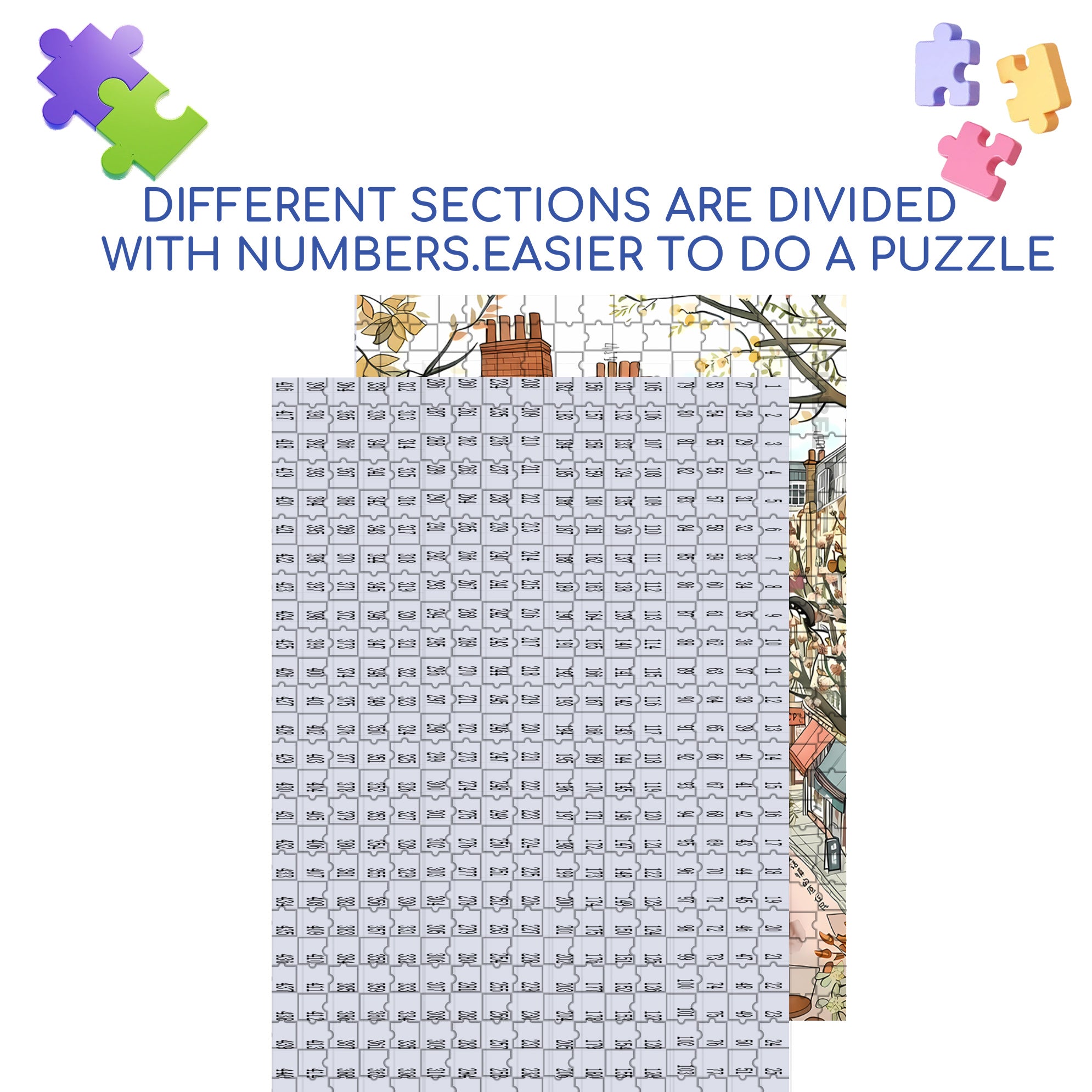 Literary Town 500pcs/1000pcs Jigsaw Puzzle, Scratch-Resistant, Interactive Family Game & Brain-Boosting DIY Decor, Perfect for Halloween, Christmas & New Year Gifts, Family Puzzle Game