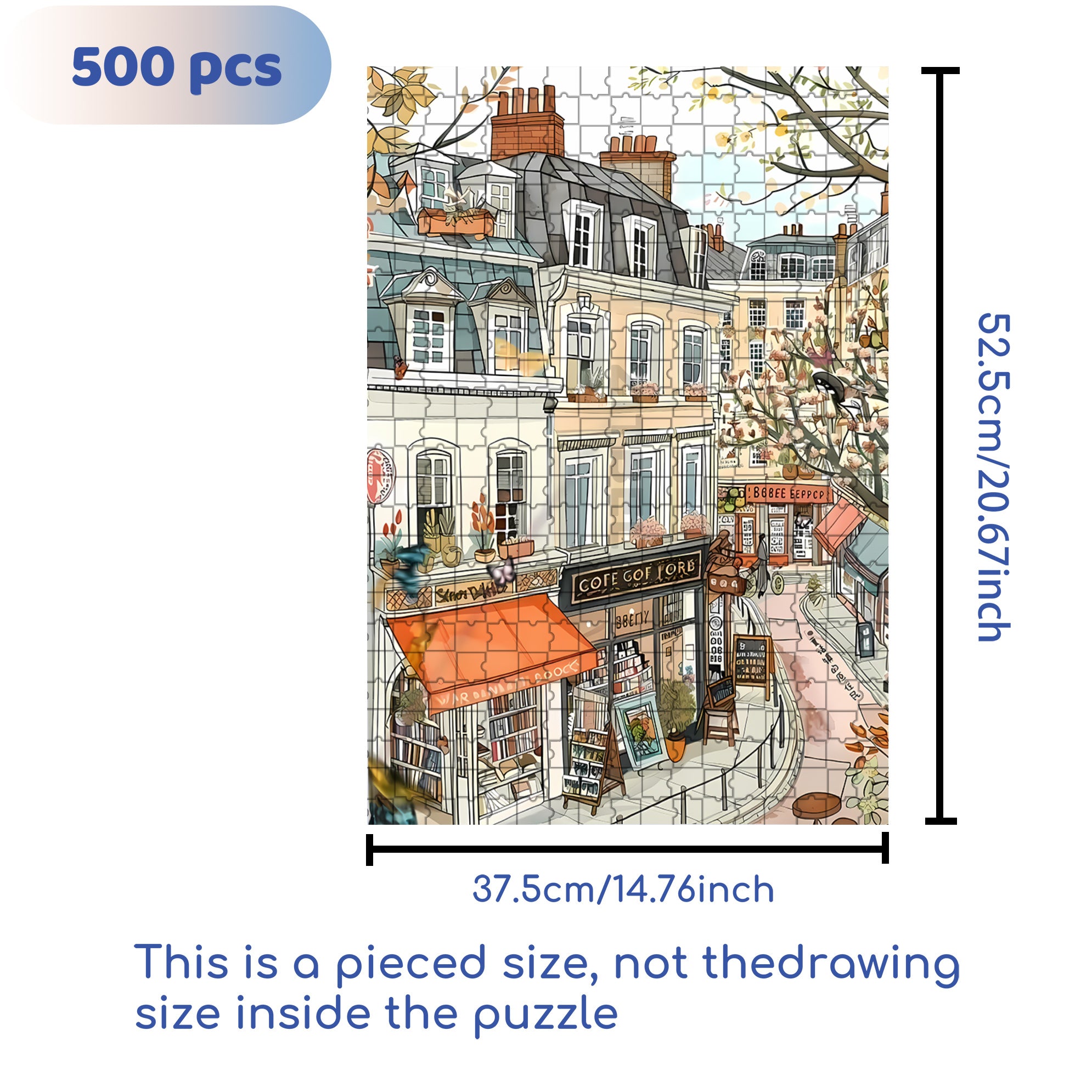Literary Town 500pcs/1000pcs Jigsaw Puzzle, Scratch-Resistant, Interactive Family Game & Brain-Boosting DIY Decor, Perfect for Halloween, Christmas & New Year Gifts, Family Puzzle Game