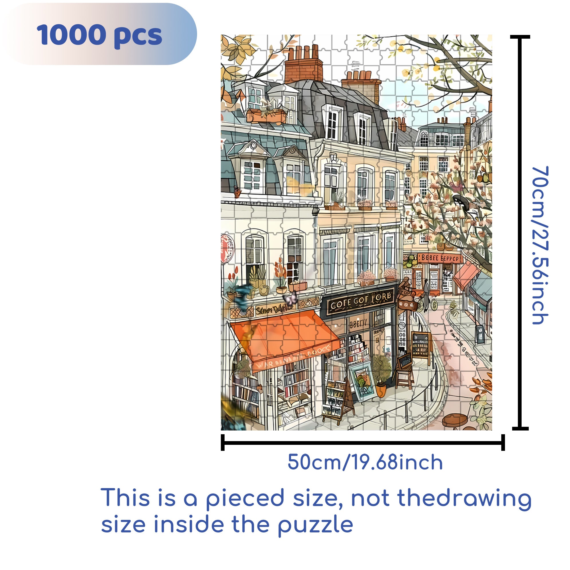 Literary Town 500pcs/1000pcs Jigsaw Puzzle, Scratch-Resistant, Interactive Family Game & Brain-Boosting DIY Decor, Perfect for Halloween, Christmas & New Year Gifts, Family Puzzle Game