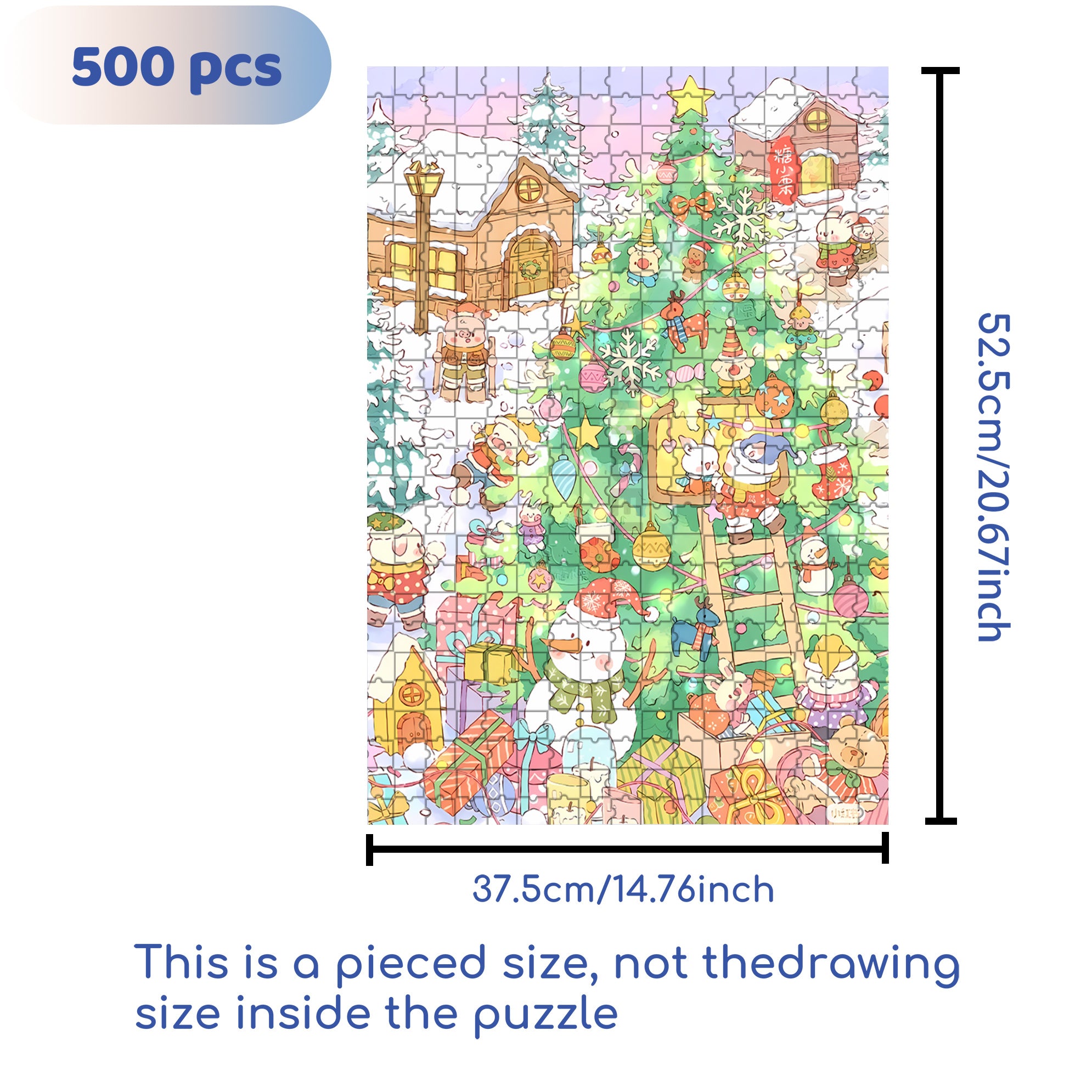 Little Animals' Christmas 500pcs/1000pcs Jigsaw Puzzle, Scratch-Resistant, Interactive Family Game & Brain-Boosting DIY Decor, Perfect for Halloween, Christmas & New Year Gifts, Family Puzzle Game