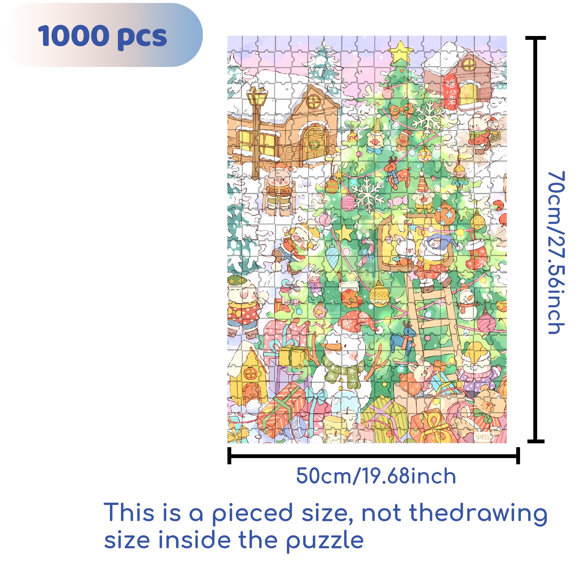 Little Animals' Christmas 500pcs/1000pcs Jigsaw Puzzle, Scratch-Resistant, Interactive Family Game & Brain-Boosting DIY Decor, Perfect for Halloween, Christmas & New Year Gifts, Family Puzzle Game