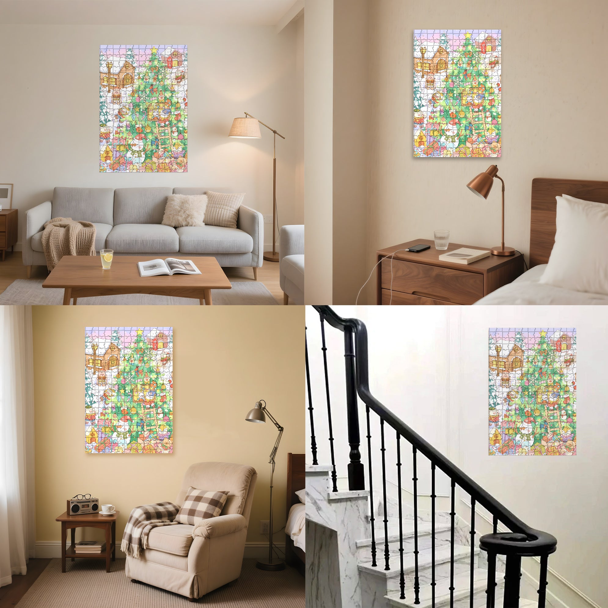 Little Animals' Christmas 500pcs/1000pcs Jigsaw Puzzle, Scratch-Resistant, Interactive Family Game & Brain-Boosting DIY Decor, Perfect for Halloween, Christmas & New Year Gifts, Family Puzzle Game