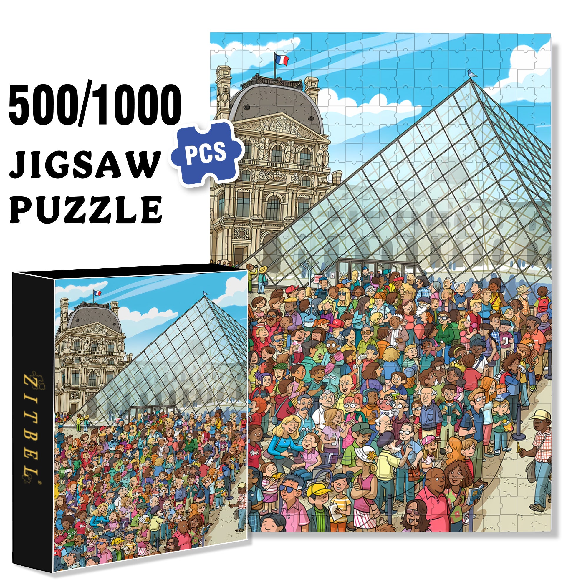 Louvre Museum 500pcs/1000pcs Jigsaw Puzzle, Scratch-Resistant, Interactive Family Game & Brain-Boosting DIY Decor, Perfect for Halloween, Christmas & New Year Gifts, Family Puzzle Game