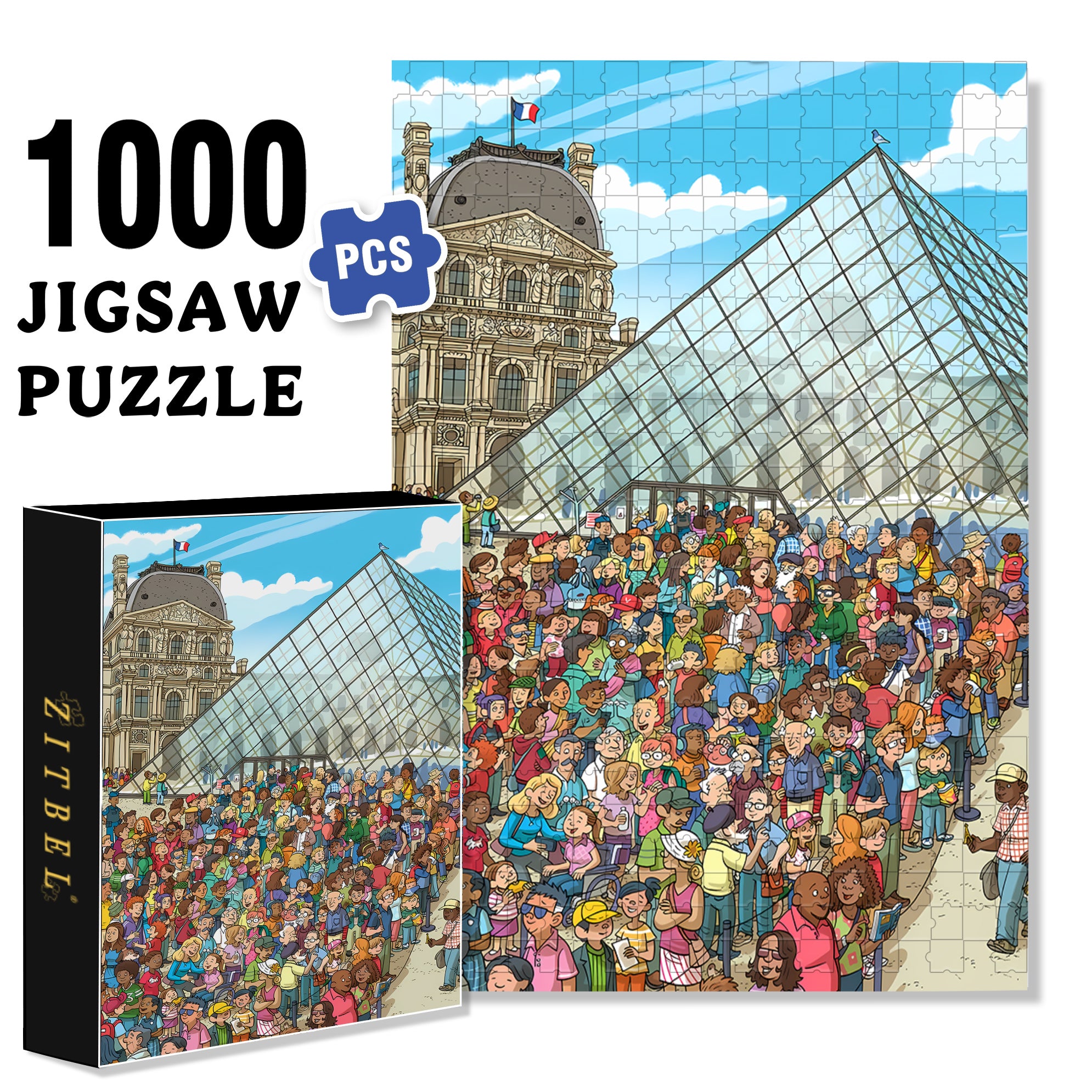 Louvre Museum 500pcs/1000pcs Jigsaw Puzzle, Scratch-Resistant, Interactive Family Game & Brain-Boosting DIY Decor, Perfect for Halloween, Christmas & New Year Gifts, Family Puzzle Game