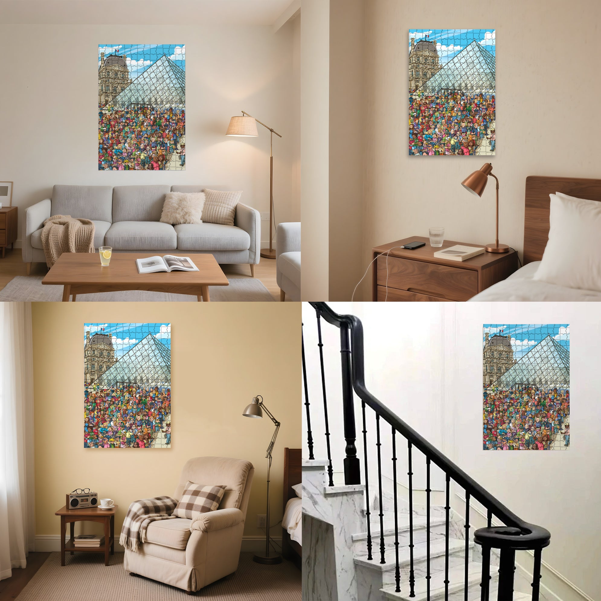 Louvre Museum 500pcs/1000pcs Jigsaw Puzzle, Scratch-Resistant, Interactive Family Game & Brain-Boosting DIY Decor, Perfect for Halloween, Christmas & New Year Gifts, Family Puzzle Game