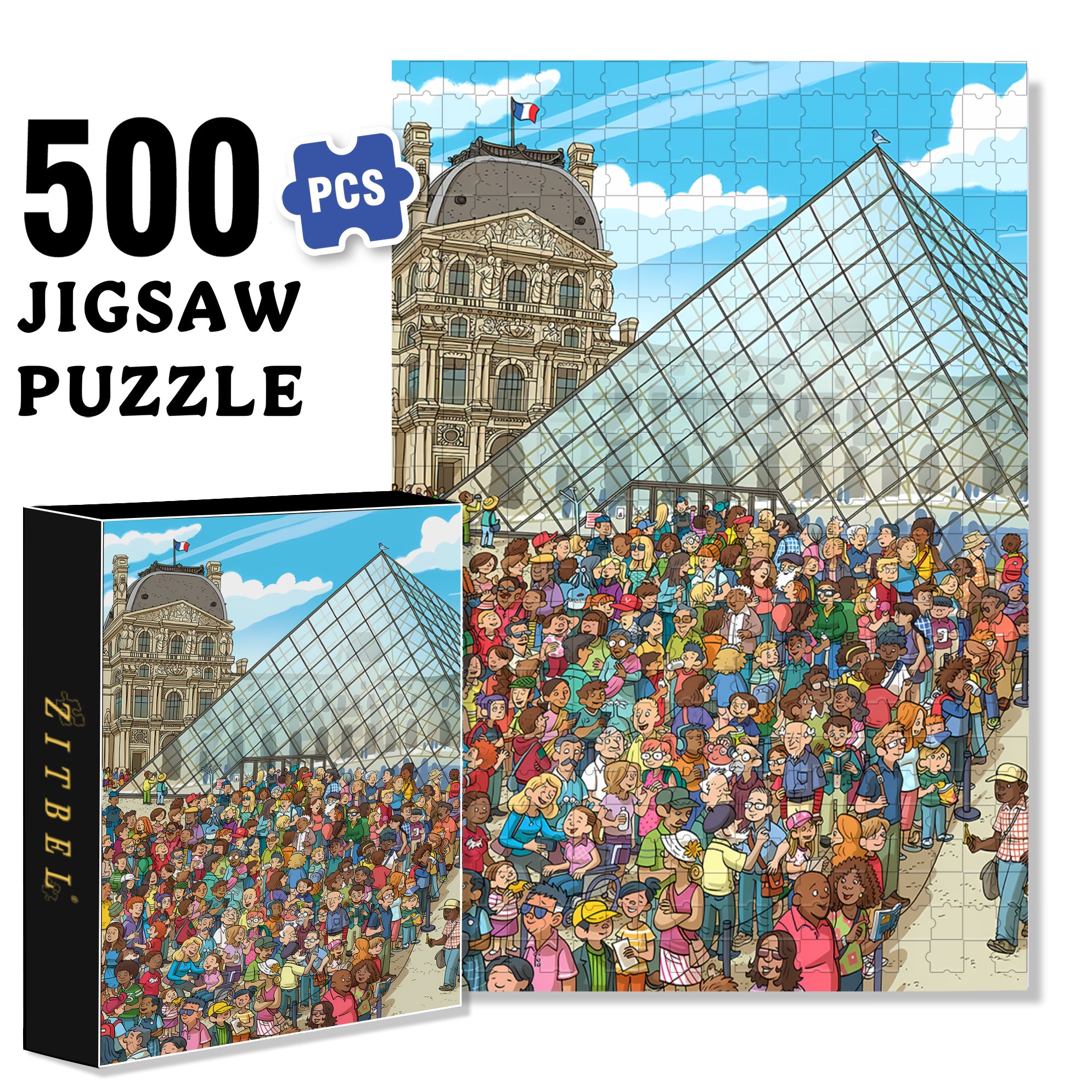 Louvre Museum 500pcs/1000pcs Jigsaw Puzzle, Scratch-Resistant, Interactive Family Game & Brain-Boosting DIY Decor, Perfect for Halloween, Christmas & New Year Gifts, Family Puzzle Game