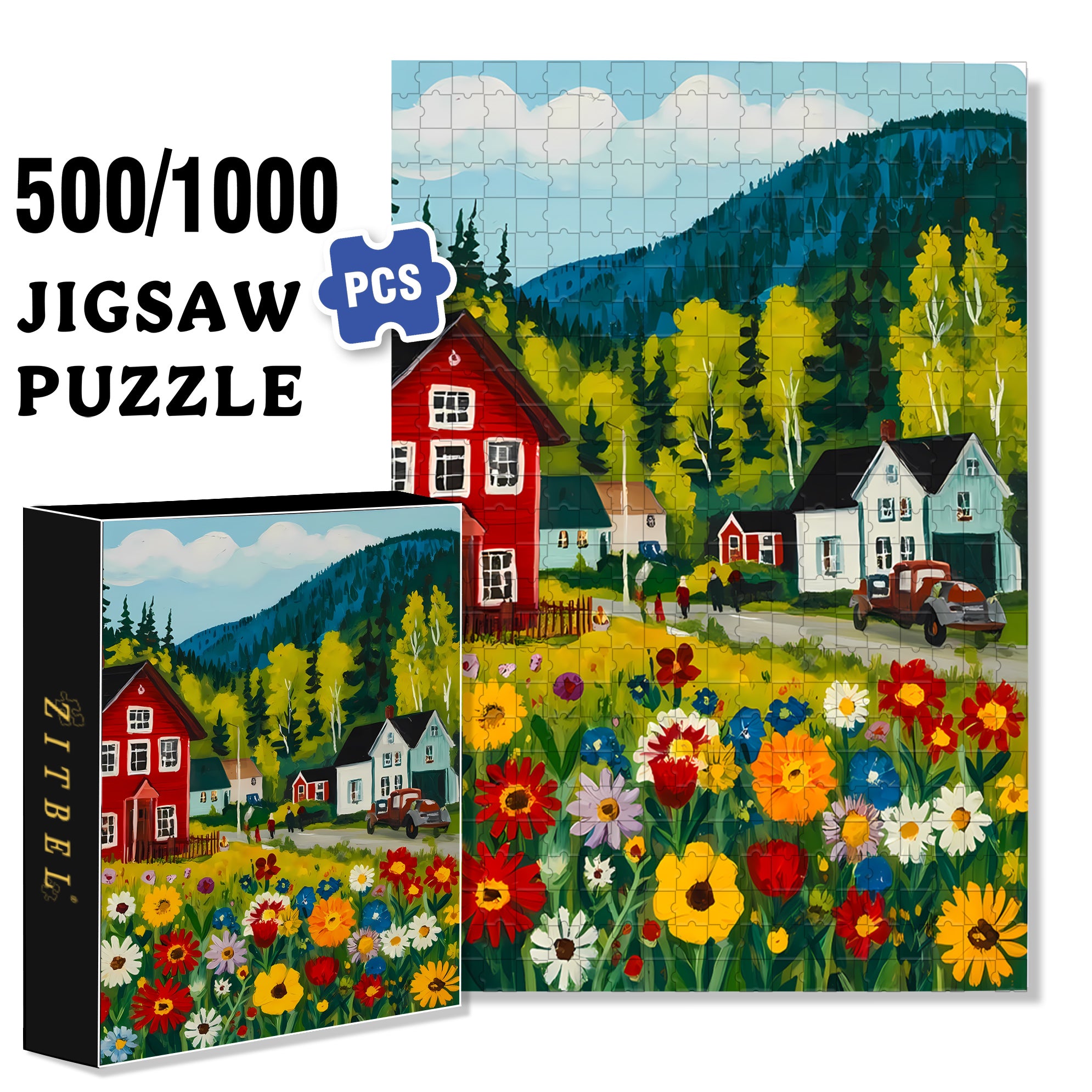 Lucerne 2 500pcs/1000pcs Jigsaw Puzzle, Scratch-Resistant, Interactive Family Game & Brain-Boosting DIY Decor, Perfect for Halloween, Christmas & New Year Gifts, Family Puzzle Game