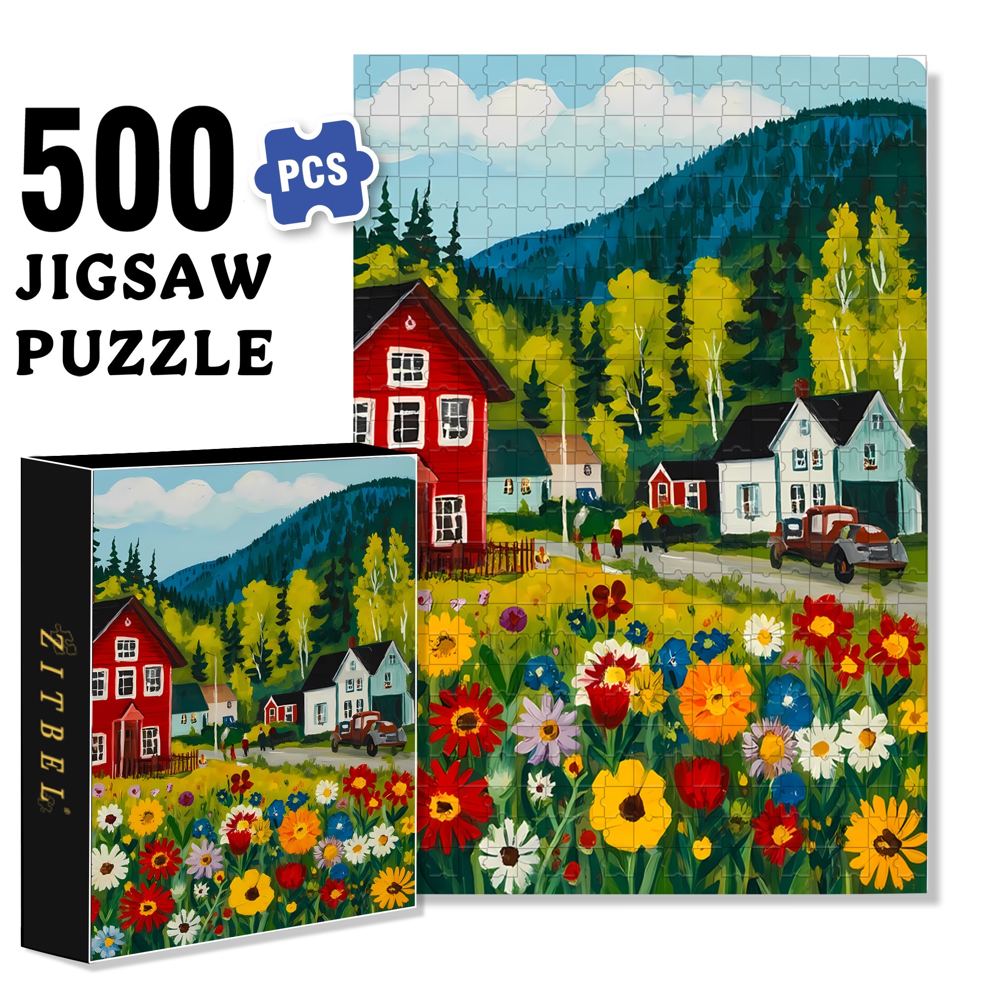Lucerne 2 500pcs/1000pcs Jigsaw Puzzle, Scratch-Resistant, Interactive Family Game & Brain-Boosting DIY Decor, Perfect for Halloween, Christmas & New Year Gifts, Family Puzzle Game