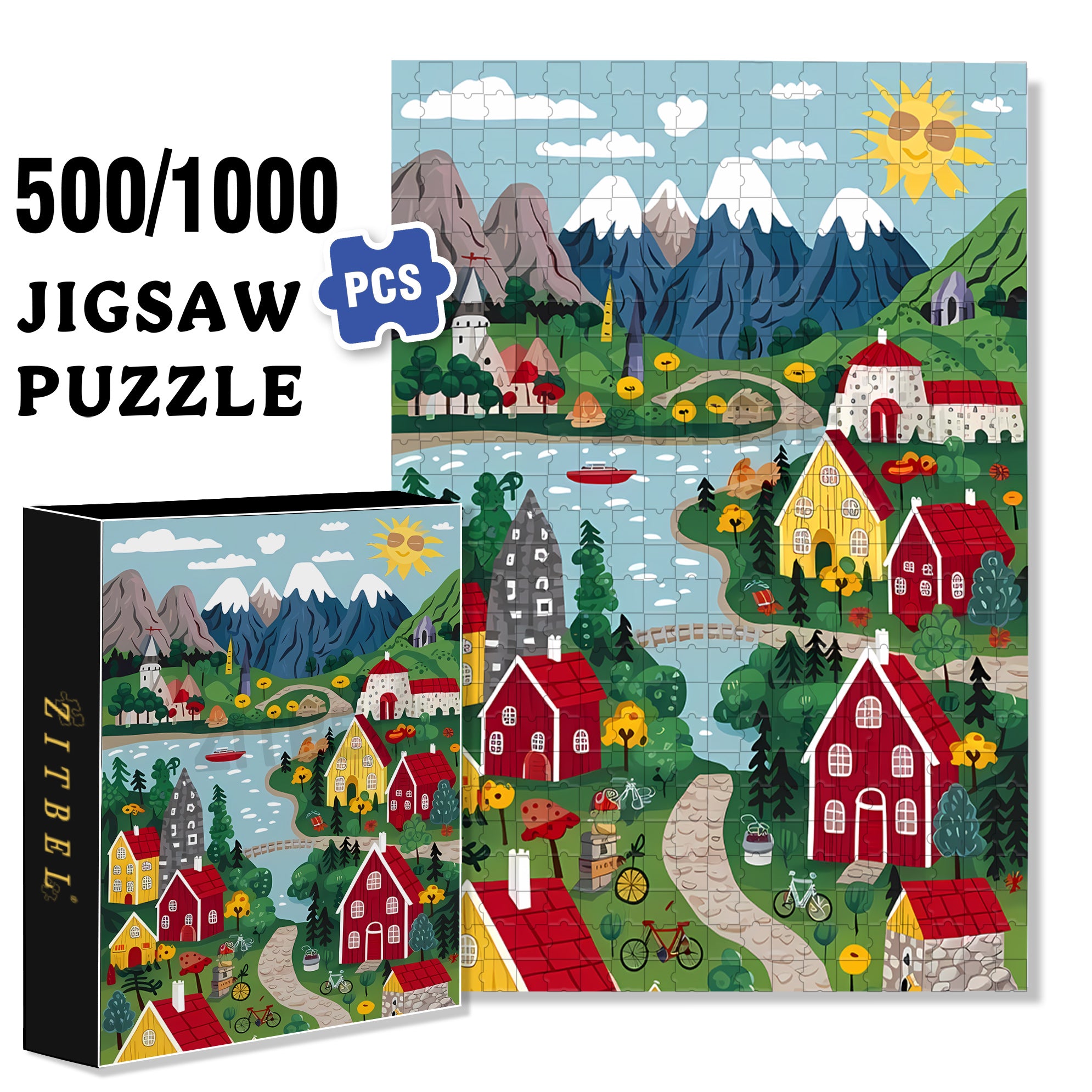 Lucerne 500pcs/1000pcs Jigsaw Puzzle, Scratch-Resistant, Interactive Family Game & Brain-Boosting DIY Decor, Perfect for Halloween, Christmas & New Year Gifts, Family Puzzle Game