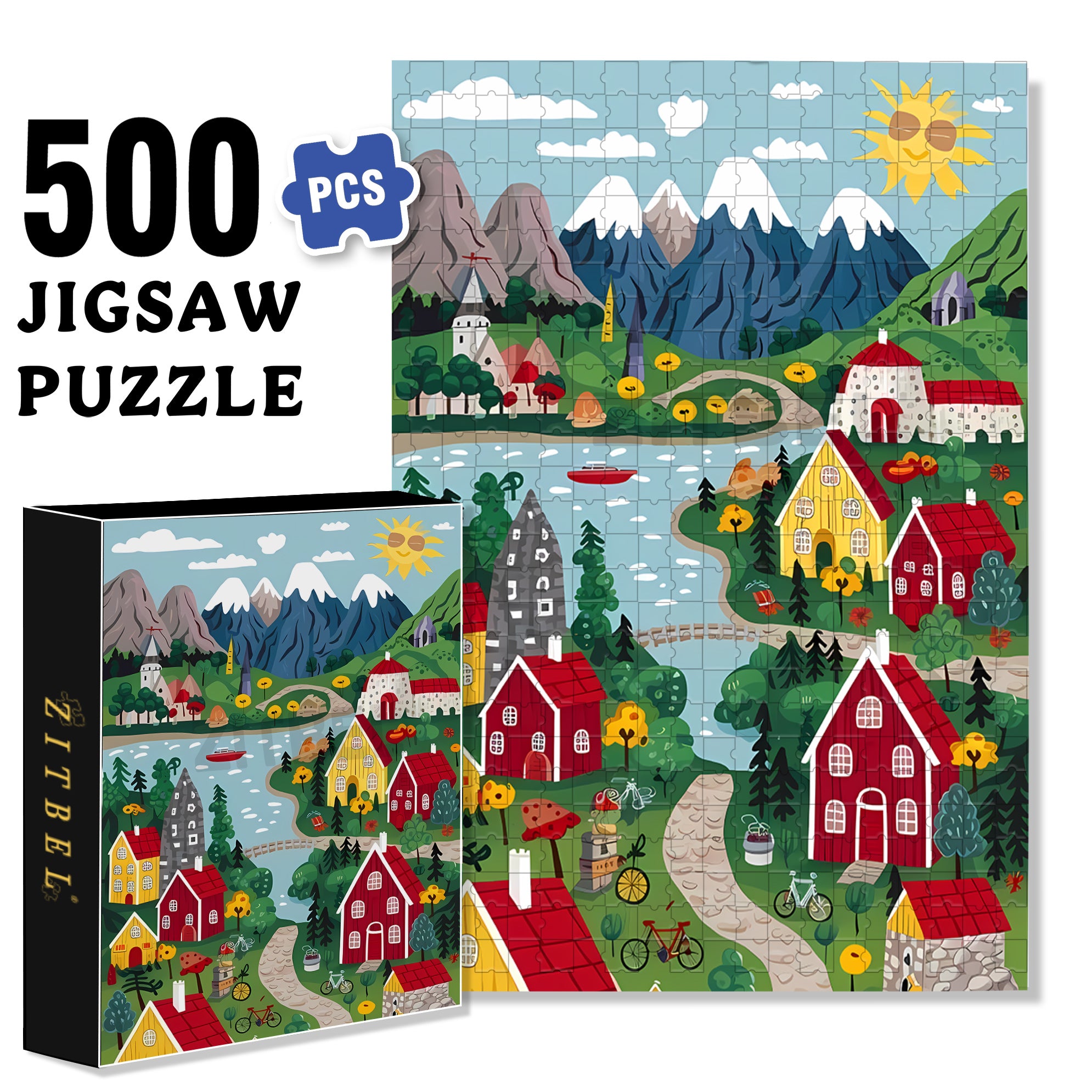 Lucerne 500pcs/1000pcs Jigsaw Puzzle, Scratch-Resistant, Interactive Family Game & Brain-Boosting DIY Decor, Perfect for Halloween, Christmas & New Year Gifts, Family Puzzle Game