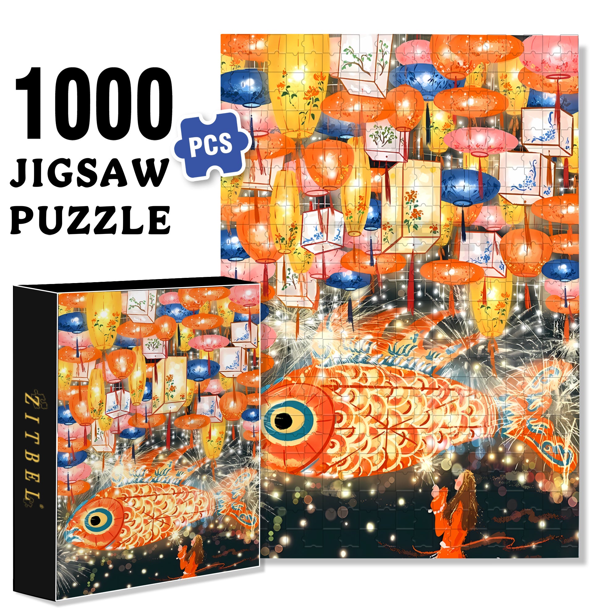 Mid-Autumn Festival 500pcs/1000pcs Jigsaw Puzzle, Scratch-Resistant, Interactive Family Game & Brain-Boosting DIY Decor, Perfect for Halloween, Christmas & New Year Gifts, Family Puzzle Game