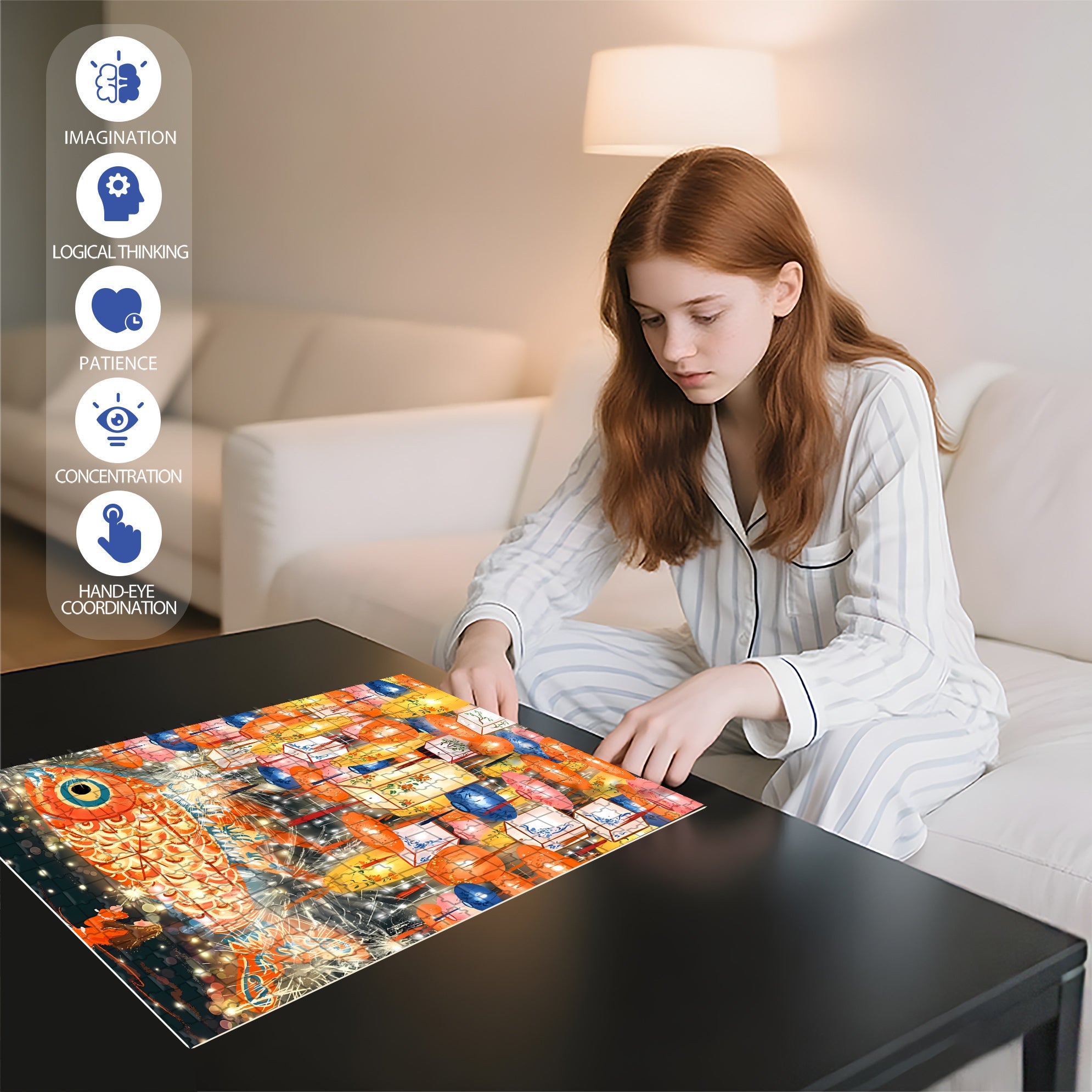 Mid-Autumn Festival 500pcs/1000pcs Jigsaw Puzzle, Scratch-Resistant, Interactive Family Game & Brain-Boosting DIY Decor, Perfect for Halloween, Christmas & New Year Gifts, Family Puzzle Game