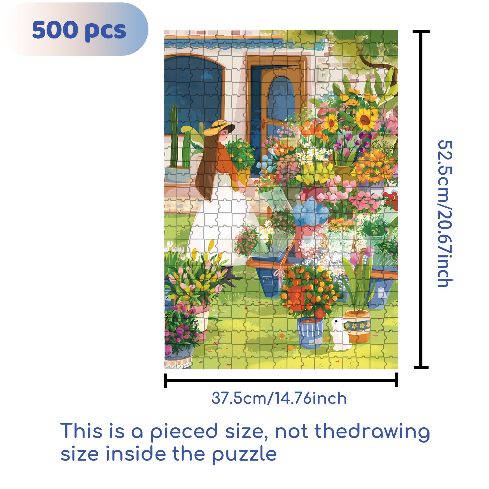 Nancy's Flower Shop 500pcs/1000pcs Jigsaw Puzzle, Scratch-Resistant, Interactive Family Game & Brain-Boosting DIY Decor, Perfect for Halloween, Christmas & New Year Gifts, Family Puzzle Game