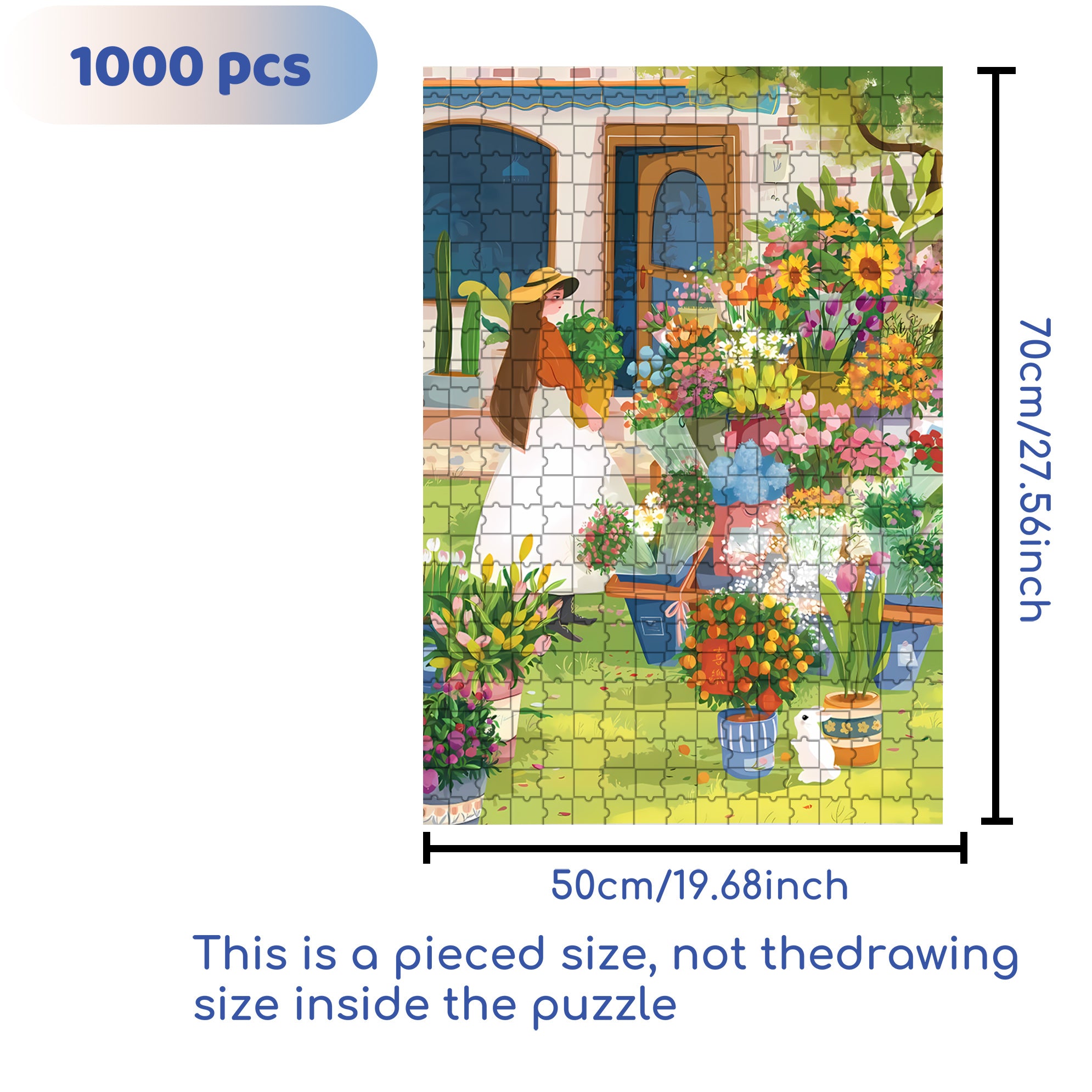 Nancy's Flower Shop 500pcs/1000pcs Jigsaw Puzzle, Scratch-Resistant, Interactive Family Game & Brain-Boosting DIY Decor, Perfect for Halloween, Christmas & New Year Gifts, Family Puzzle Game