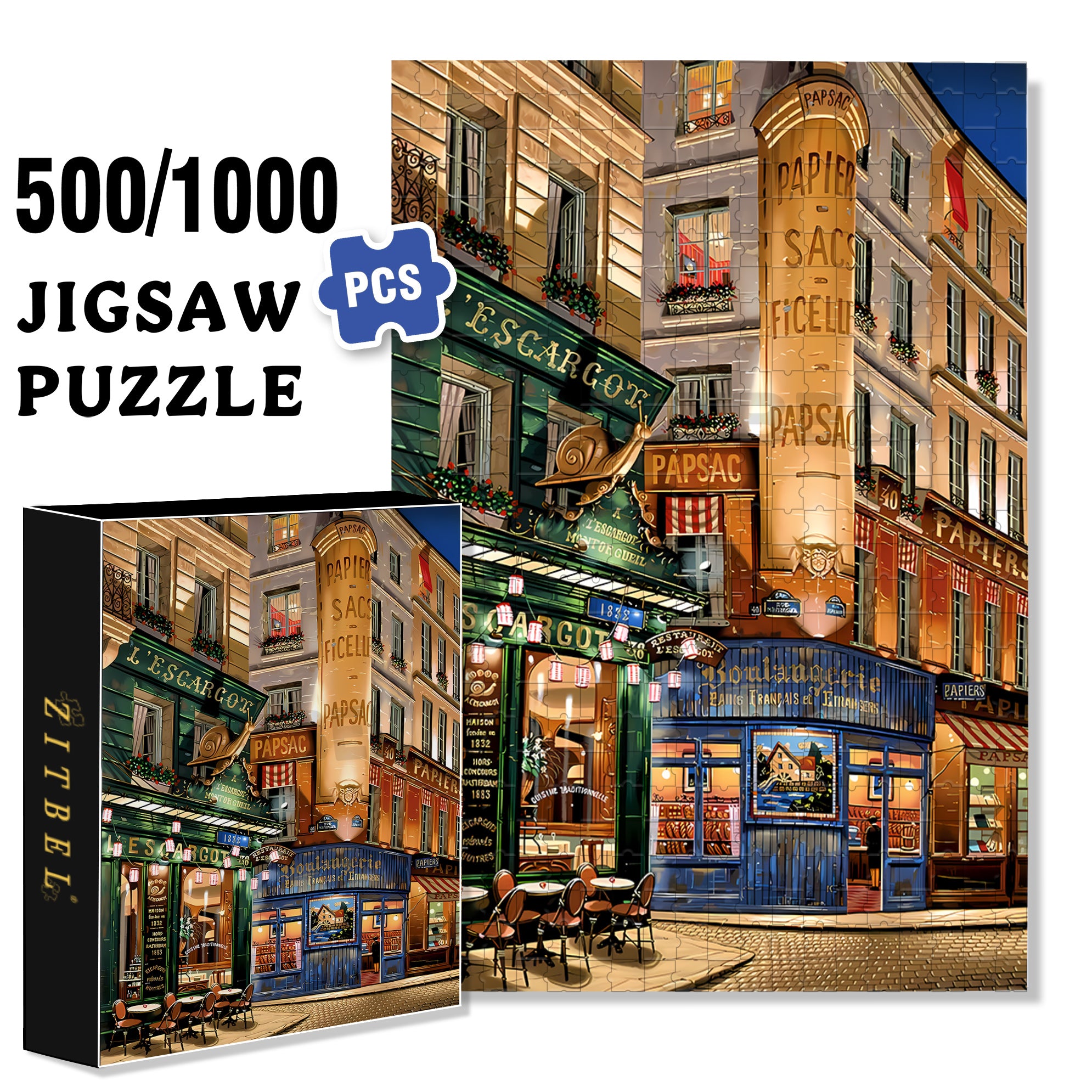 Night Tavern 500pcs/1000pcs Jigsaw Puzzle, Scratch-Resistant, Interactive Family Game & Brain-Boosting DIY Decor, Perfect for Halloween, Christmas & New Year Gifts, Family Puzzle Game