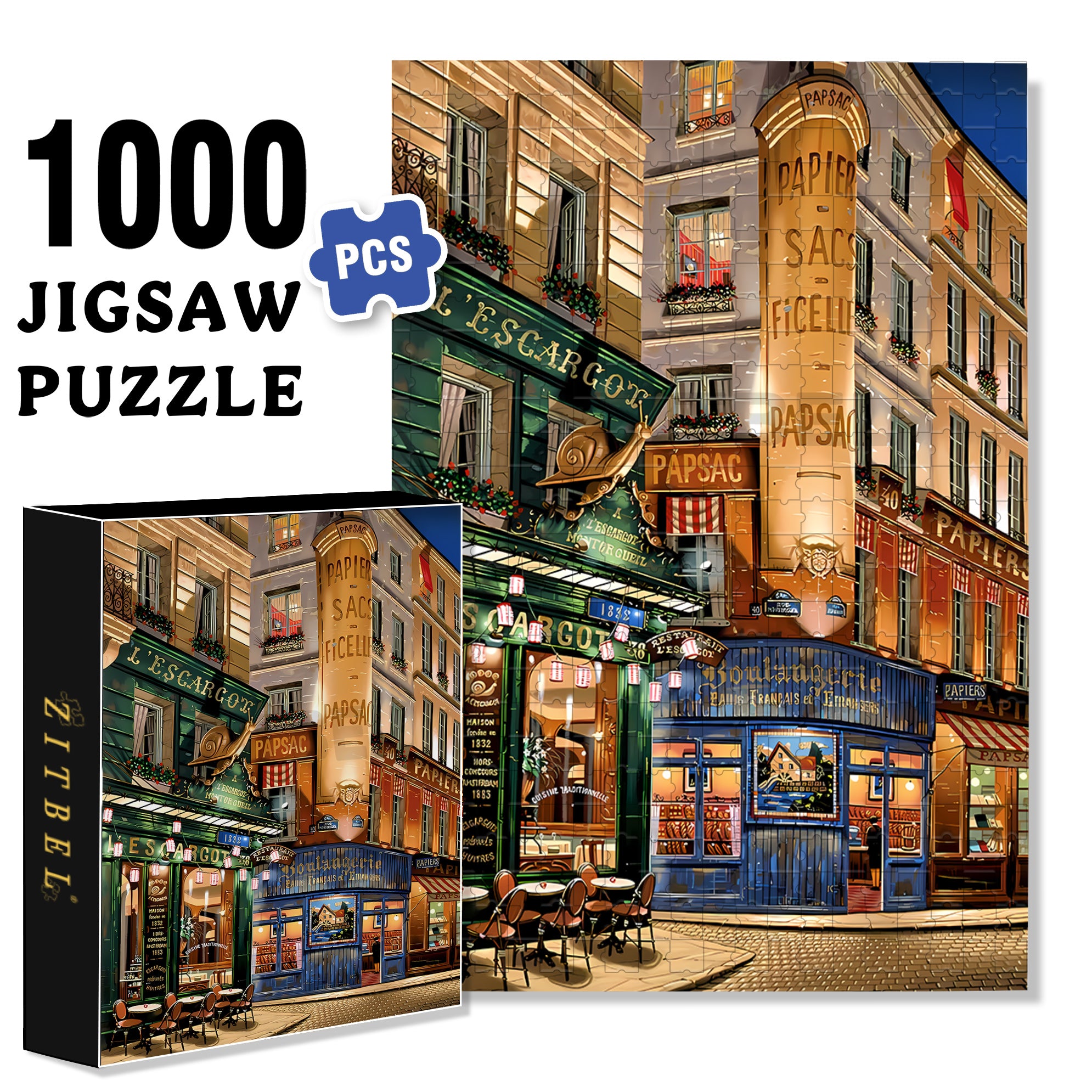 Night Tavern 500pcs/1000pcs Jigsaw Puzzle, Scratch-Resistant, Interactive Family Game & Brain-Boosting DIY Decor, Perfect for Halloween, Christmas & New Year Gifts, Family Puzzle Game