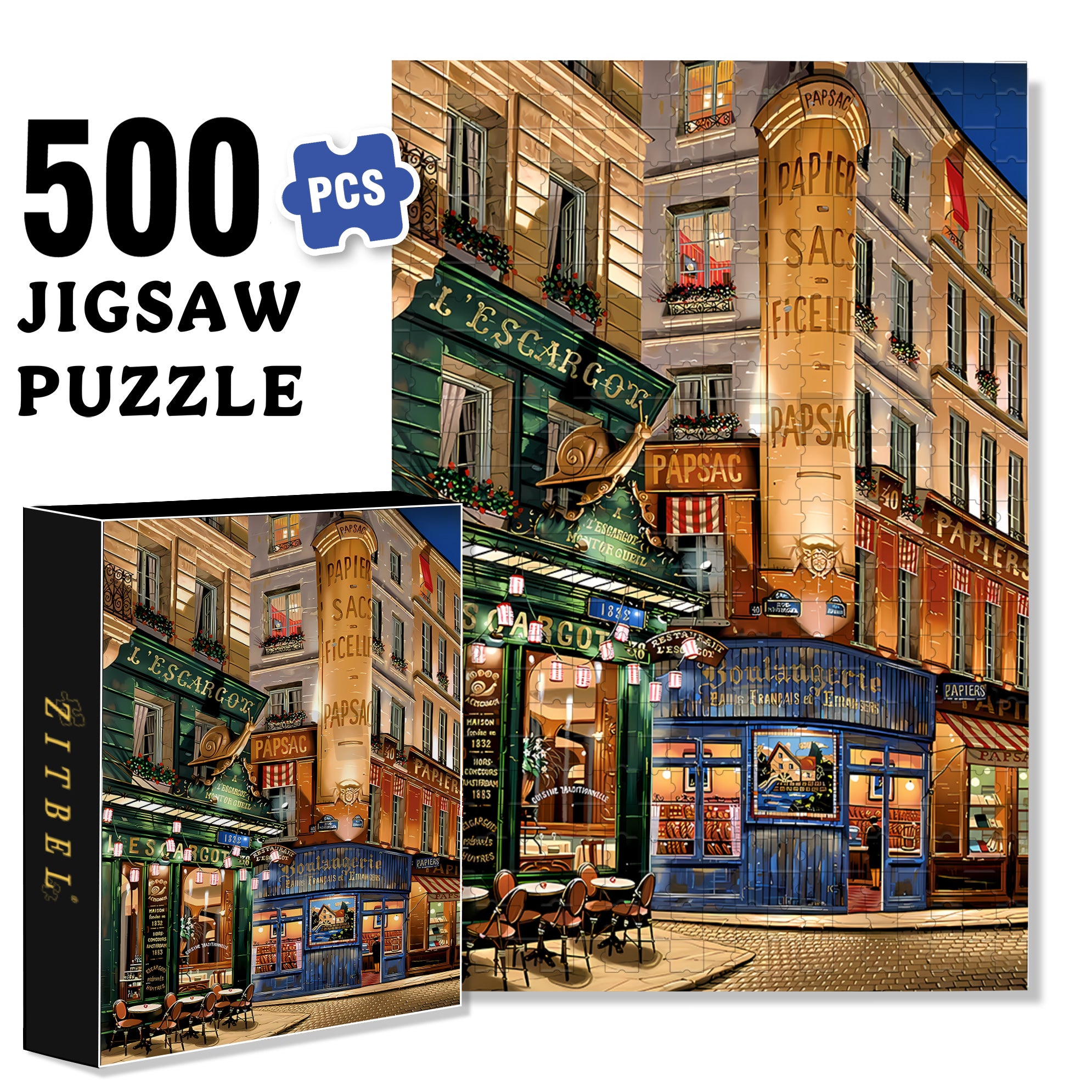 Night Tavern 500pcs/1000pcs Jigsaw Puzzle, Scratch-Resistant, Interactive Family Game & Brain-Boosting DIY Decor, Perfect for Halloween, Christmas & New Year Gifts, Family Puzzle Game