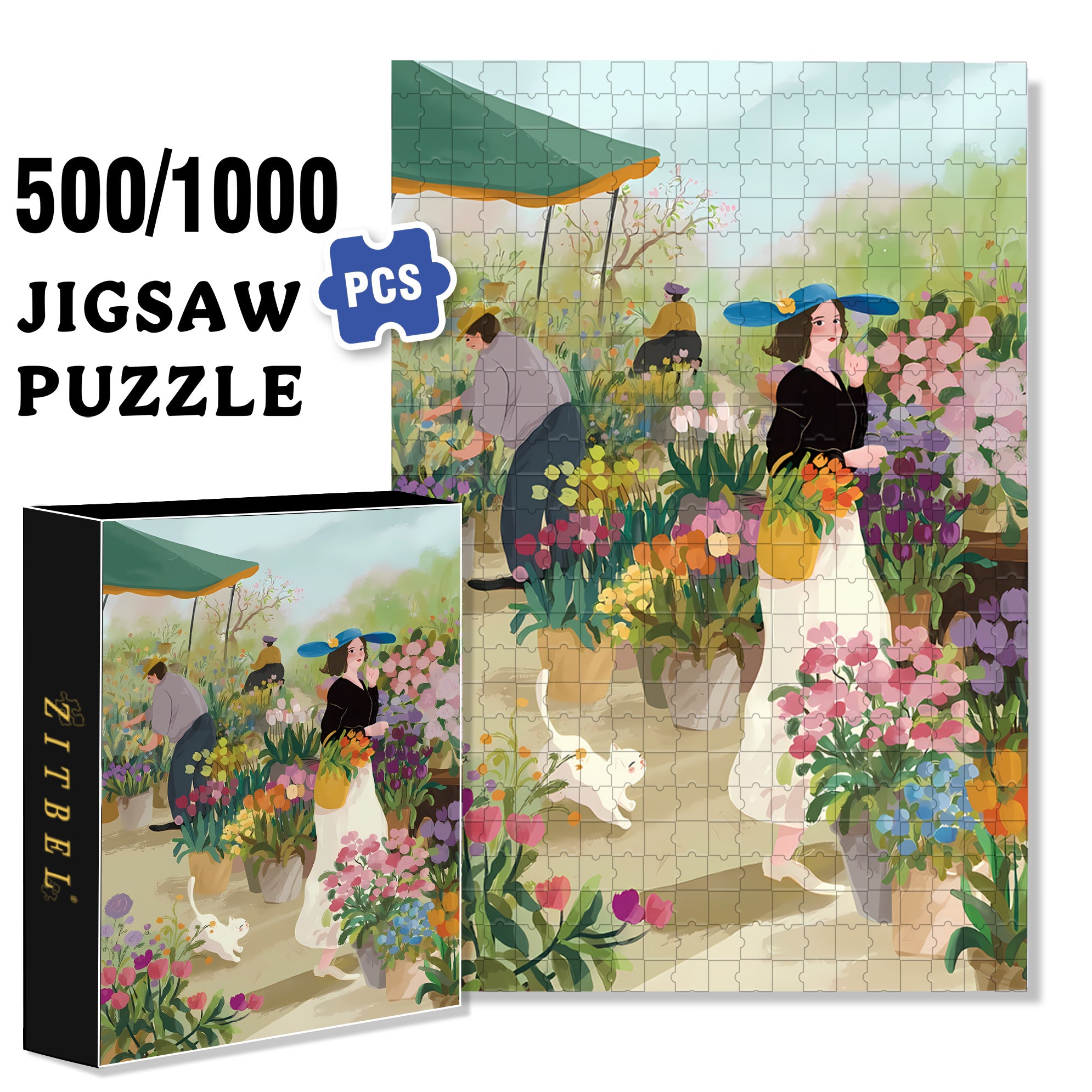 Pretty Woman 500pcs/1000pcs Jigsaw Puzzle, Scratch-Resistant, Interactive Family Game & Brain-Boosting DIY Decor, Perfect for Halloween, Christmas & New Year Gifts, Family Puzzle Game