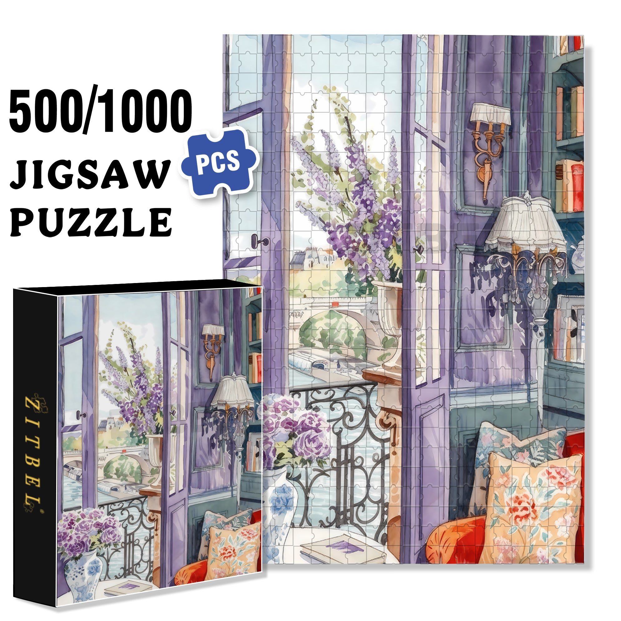 Purple World 500pcs/1000pcs Jigsaw Puzzle, Scratch-Resistant, Interactive Family Game & Brain-Boosting DIY Decor, Perfect for Halloween, Christmas & New Year Gifts, Family Puzzle Game