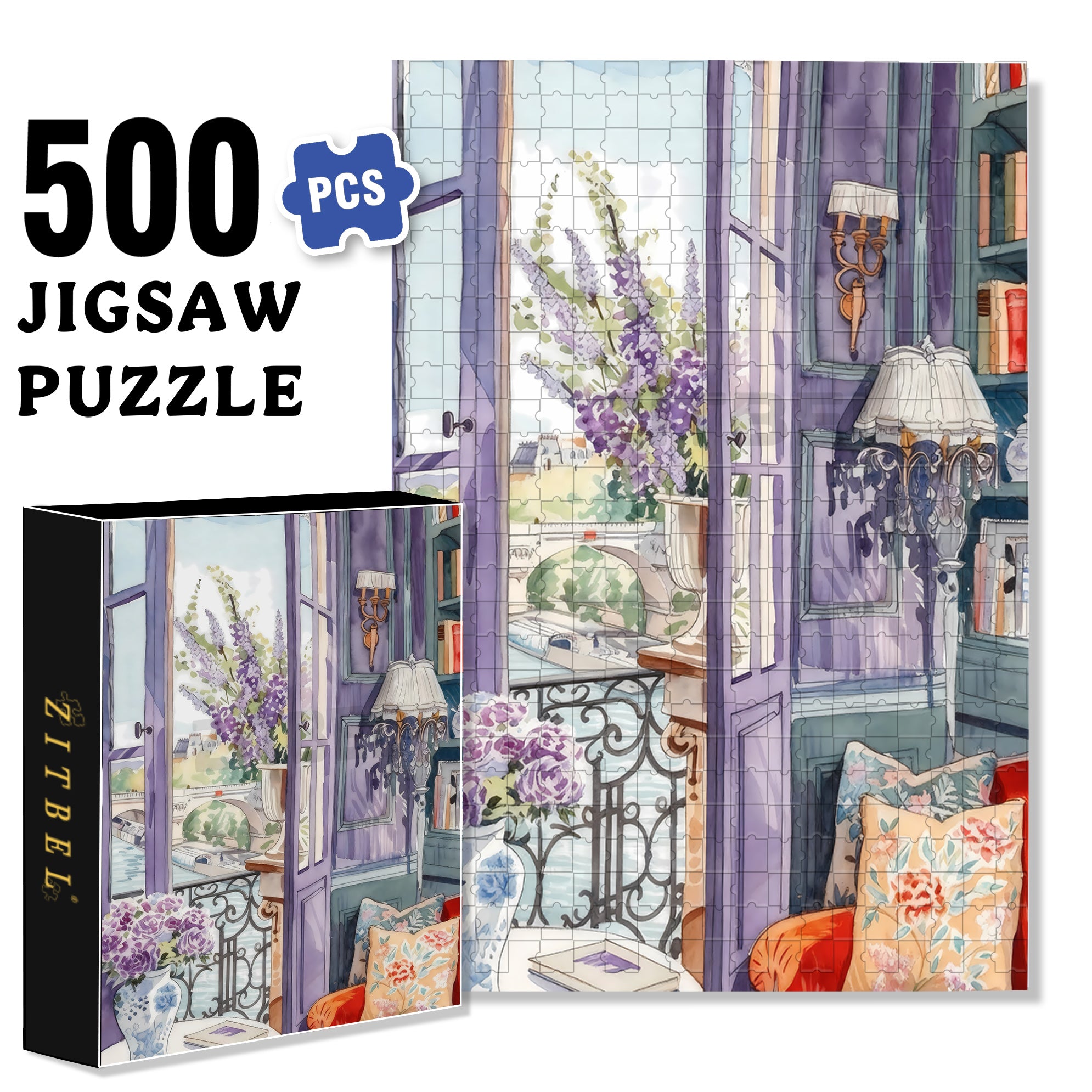 Purple World 500pcs/1000pcs Jigsaw Puzzle, Scratch-Resistant, Interactive Family Game & Brain-Boosting DIY Decor, Perfect for Halloween, Christmas & New Year Gifts, Family Puzzle Game