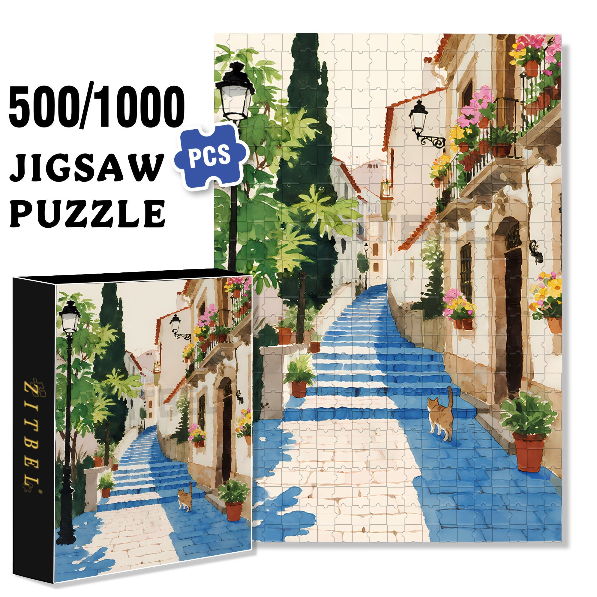 Quiet Streets 500pcs/1000pcs Jigsaw Puzzle, Scratch-Resistant, Interactive Family Game & Brain-Boosting DIY Decor, Perfect for Halloween, Christmas & New Year Gifts, Family Puzzle Game