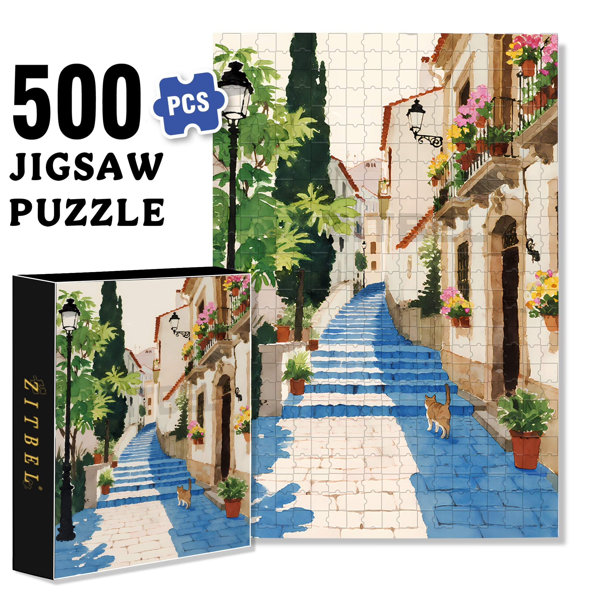 Quiet Streets 500pcs/1000pcs Jigsaw Puzzle, Scratch-Resistant, Interactive Family Game & Brain-Boosting DIY Decor, Perfect for Halloween, Christmas & New Year Gifts, Family Puzzle Game