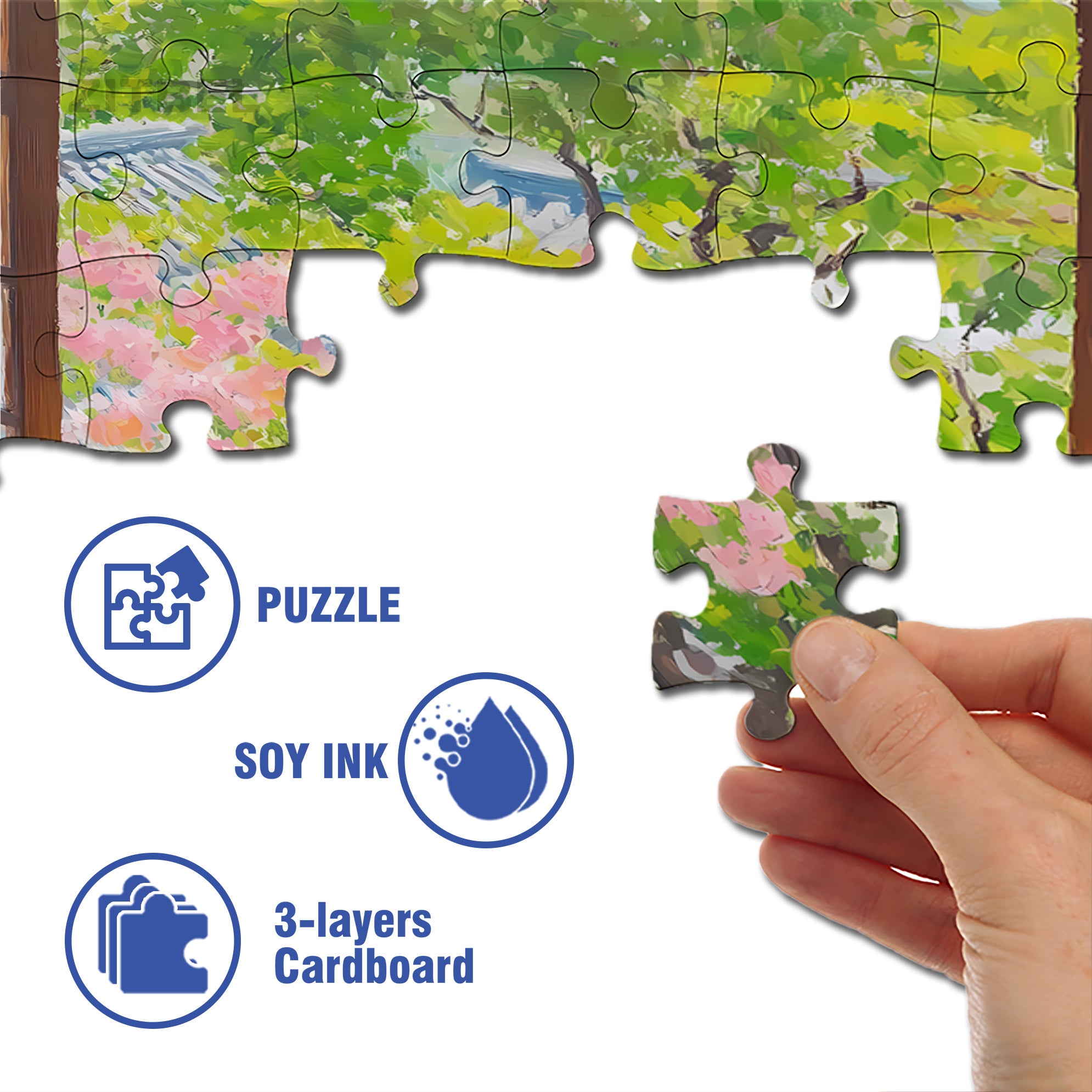 Spring Afternoon 500pcs/1000pcs Jigsaw Puzzle, Scratch-Resistant, Interactive Family Game & Brain-Boosting DIY Decor, Perfect for Halloween, Christmas & New Year Gifts, Family Puzzle Game