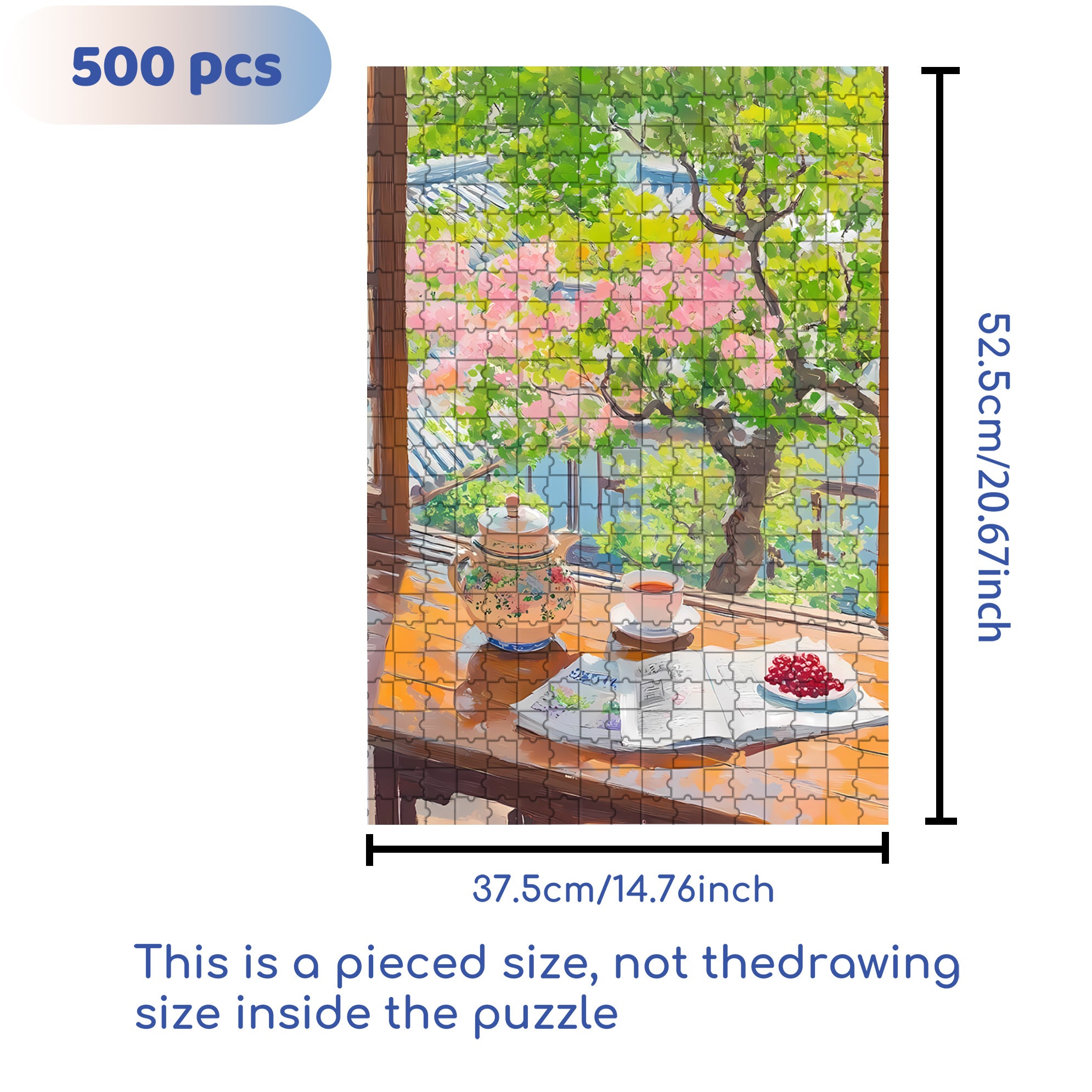 Spring Afternoon 500pcs/1000pcs Jigsaw Puzzle, Scratch-Resistant, Interactive Family Game & Brain-Boosting DIY Decor, Perfect for Halloween, Christmas & New Year Gifts, Family Puzzle Game