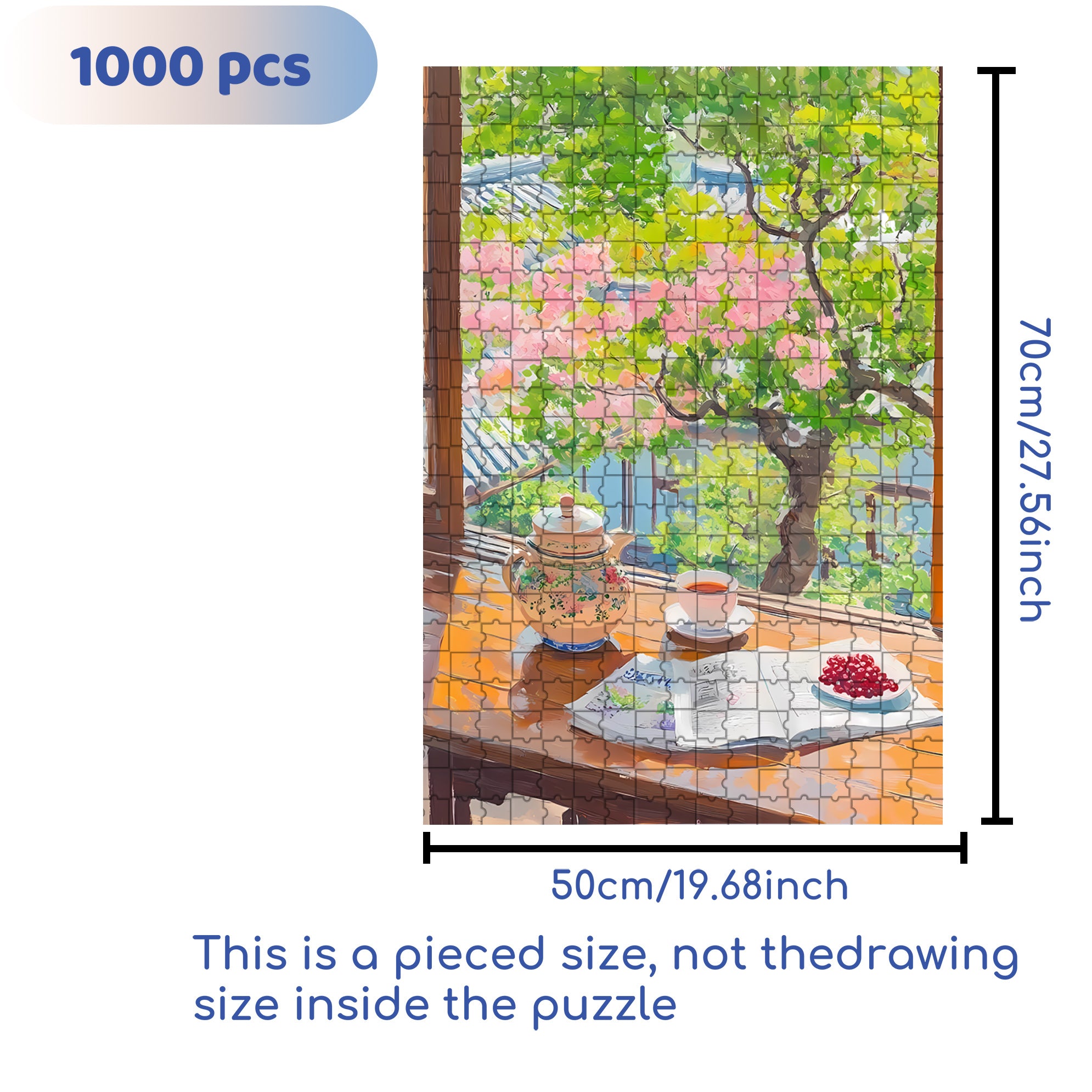 Spring Afternoon 500pcs/1000pcs Jigsaw Puzzle, Scratch-Resistant, Interactive Family Game & Brain-Boosting DIY Decor, Perfect for Halloween, Christmas & New Year Gifts, Family Puzzle Game