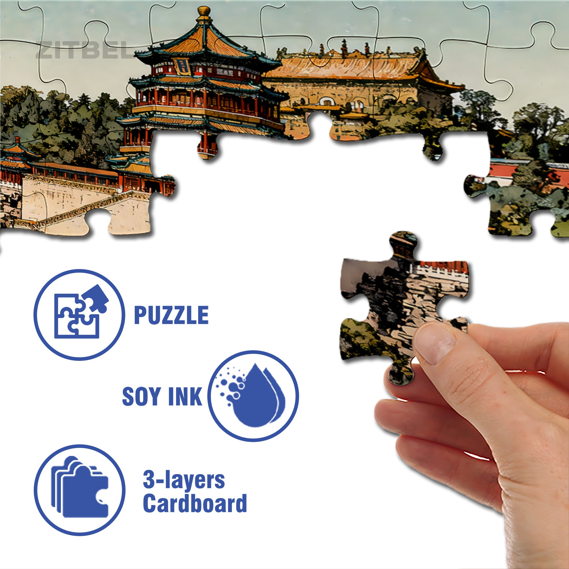 Summer Palace 500pcs/1000pcs Jigsaw Puzzle, Scratch-Resistant, Interactive Family Game & Brain-Boosting DIY Decor, Perfect for Halloween, Christmas & New Year Gifts, Family Puzzle Game