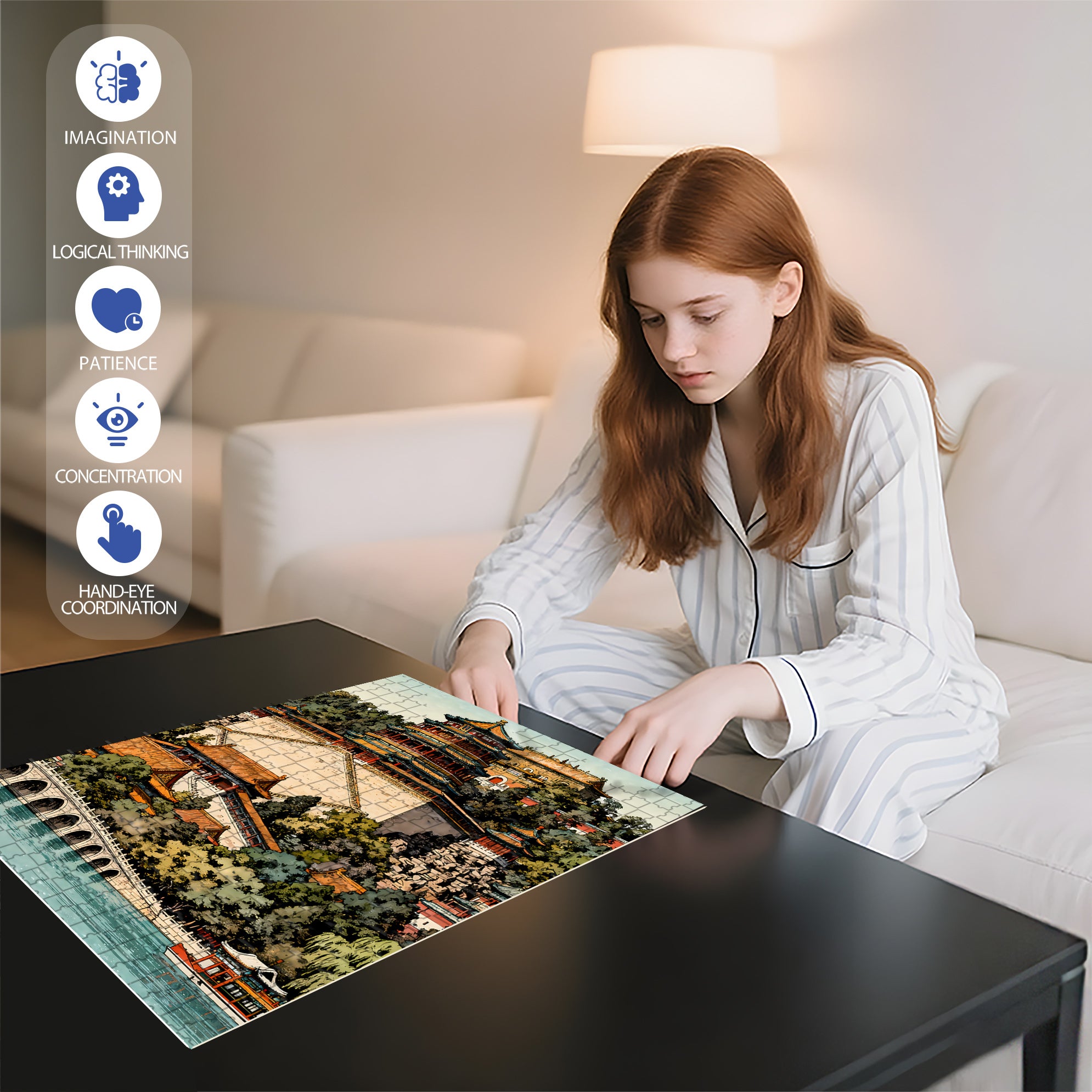 Summer Palace 500pcs/1000pcs Jigsaw Puzzle, Scratch-Resistant, Interactive Family Game & Brain-Boosting DIY Decor, Perfect for Halloween, Christmas & New Year Gifts, Family Puzzle Game