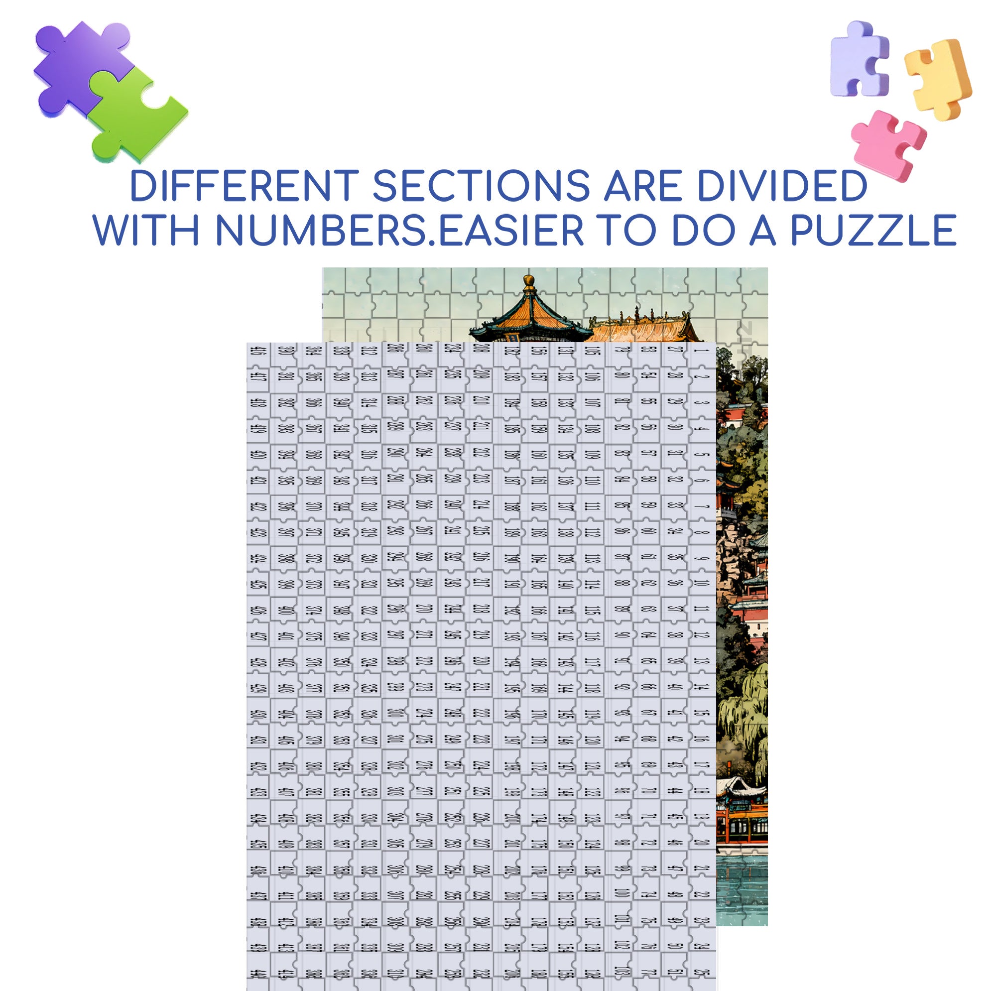 Summer Palace 500pcs/1000pcs Jigsaw Puzzle, Scratch-Resistant, Interactive Family Game & Brain-Boosting DIY Decor, Perfect for Halloween, Christmas & New Year Gifts, Family Puzzle Game