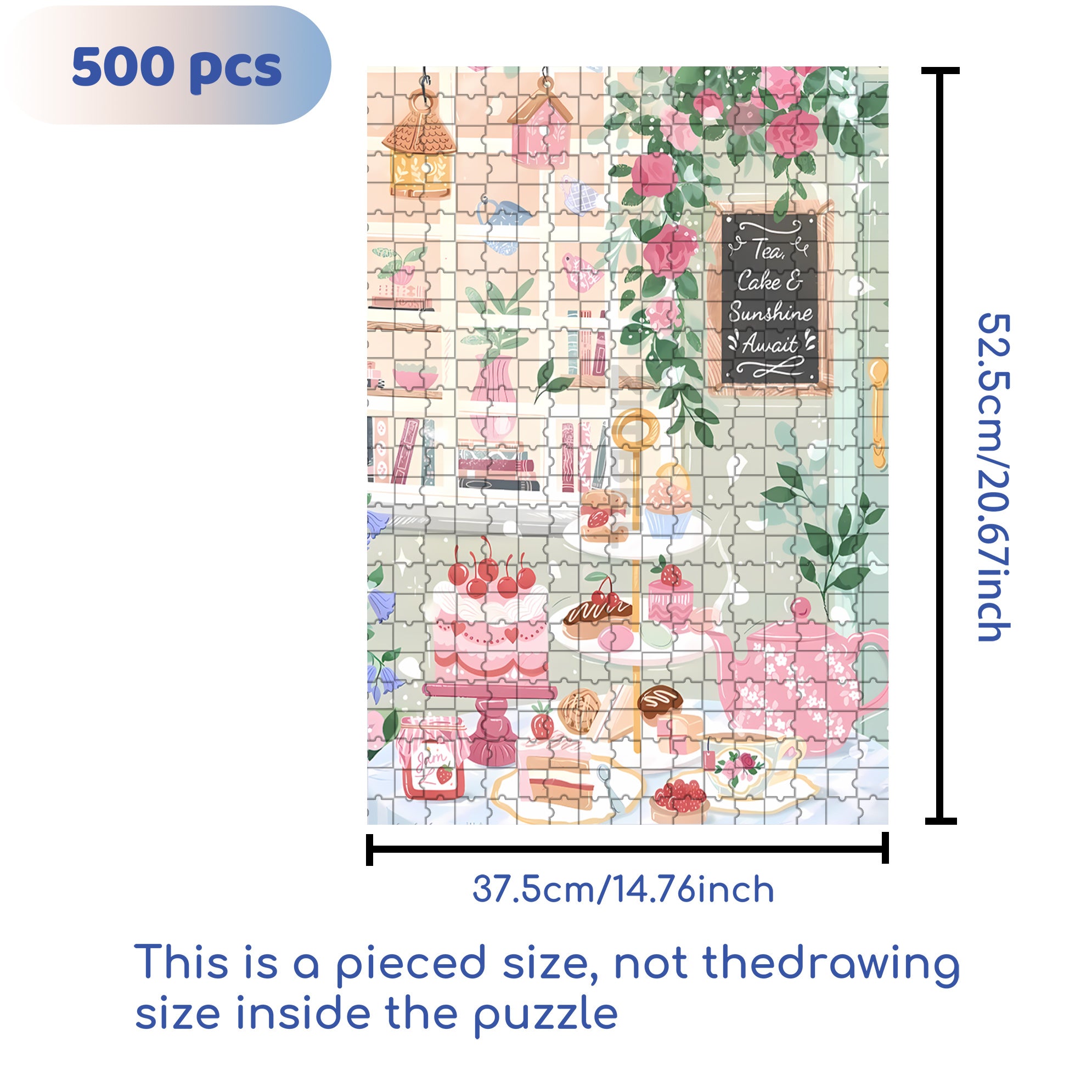 Tea & Cake 500pcs/1000pcs Jigsaw Puzzle, Scratch-Resistant, Interactive Family Game & Brain-Boosting DIY Decor, Perfect for Halloween, Christmas & New Year Gifts, Family Puzzle Game