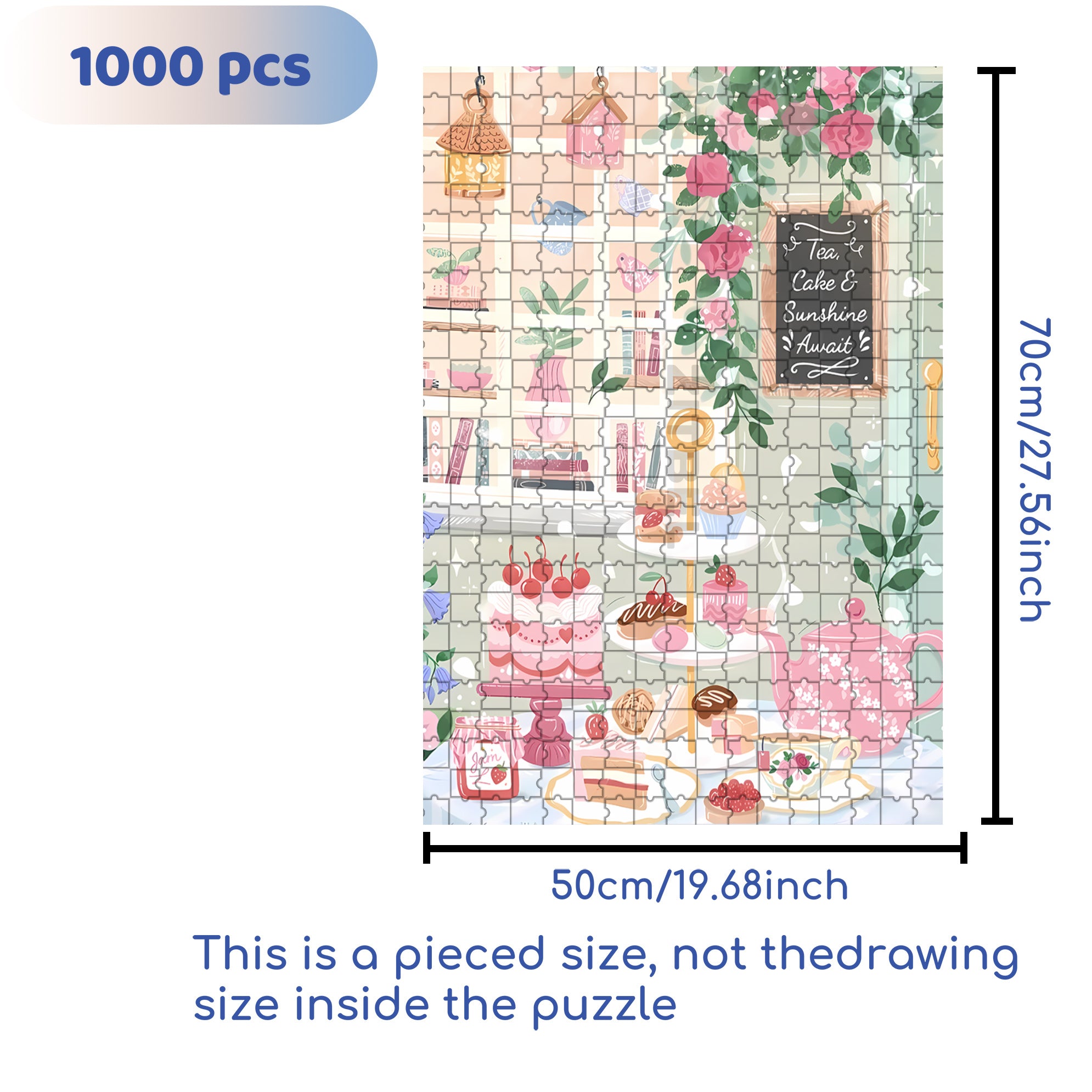 Tea & Cake 500pcs/1000pcs Jigsaw Puzzle, Scratch-Resistant, Interactive Family Game & Brain-Boosting DIY Decor, Perfect for Halloween, Christmas & New Year Gifts, Family Puzzle Game