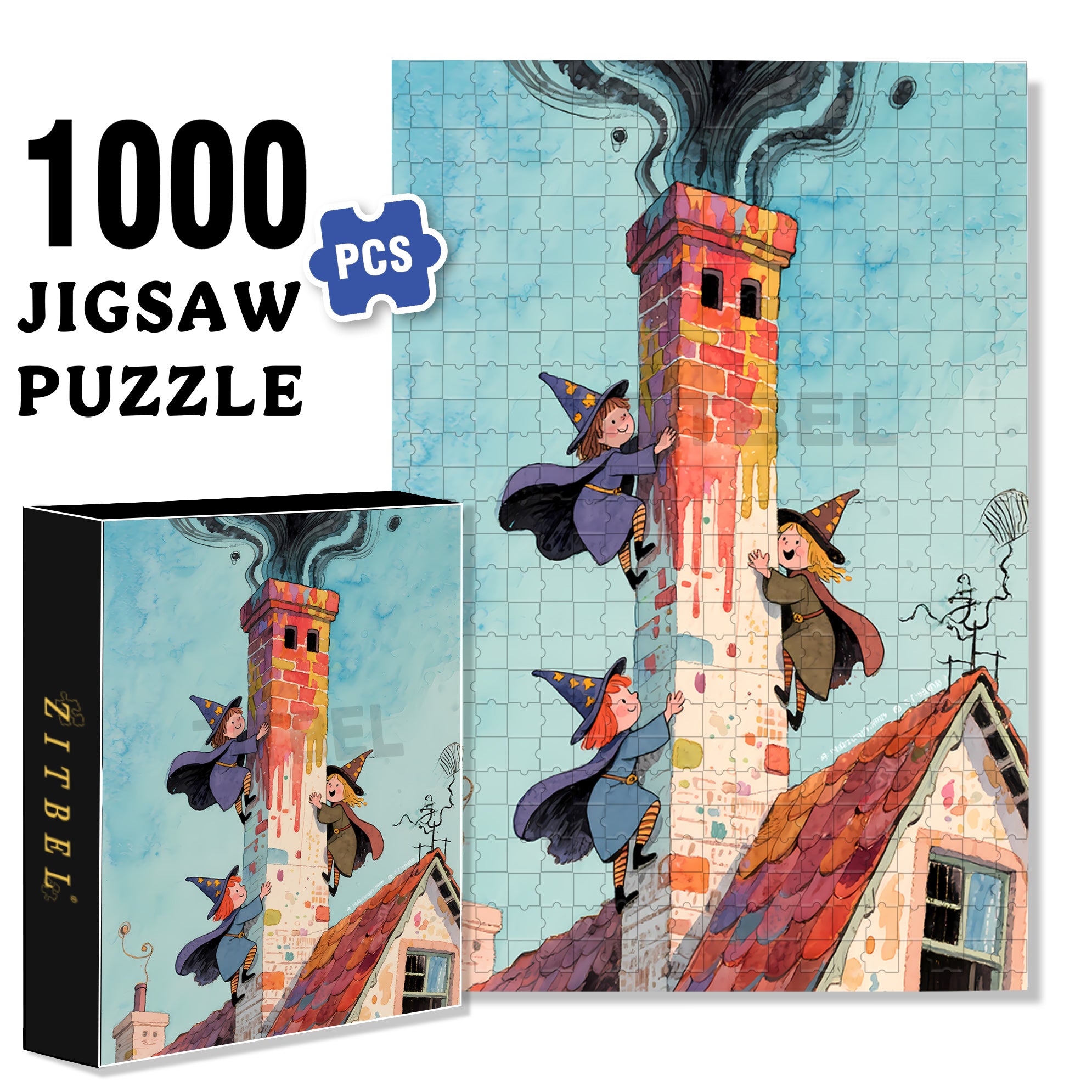 Three Witches 500pcs/1000pcs Jigsaw Puzzle, Scratch-Resistant, Interactive Family Game & Brain-Boosting DIY Decor, Perfect for Halloween, Christmas & New Year Gifts, Family Puzzle Game