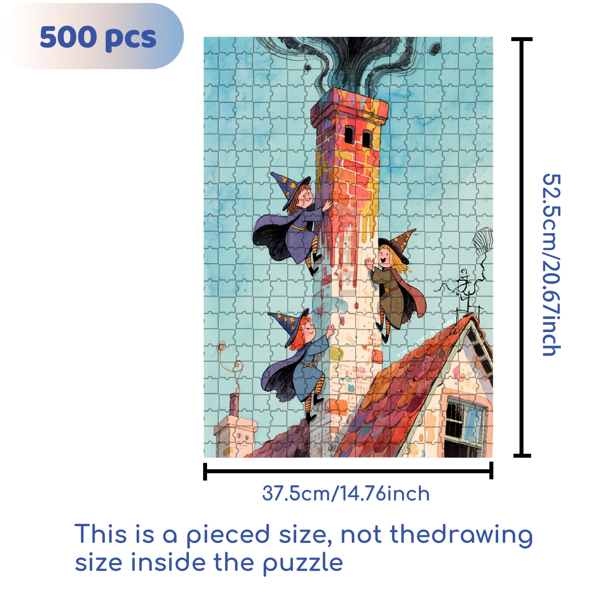 Three Witches 500pcs/1000pcs Jigsaw Puzzle, Scratch-Resistant, Interactive Family Game & Brain-Boosting DIY Decor, Perfect for Halloween, Christmas & New Year Gifts, Family Puzzle Game
