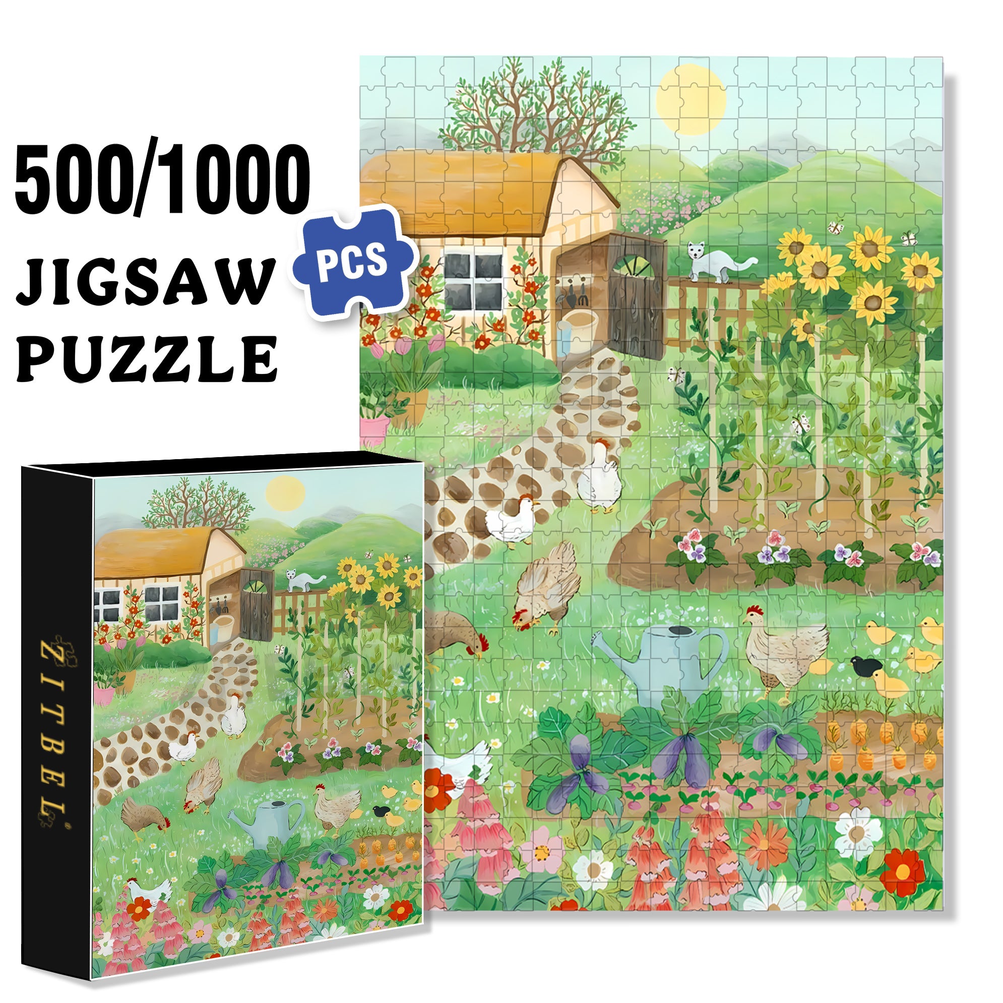 Uncle Scott's Farm 500pcs/1000pcs Jigsaw Puzzle, Scratch-Resistant, Interactive Family Game & Brain-Boosting DIY Decor, Perfect for Halloween, Christmas & New Year Gifts, Family Puzzle Game