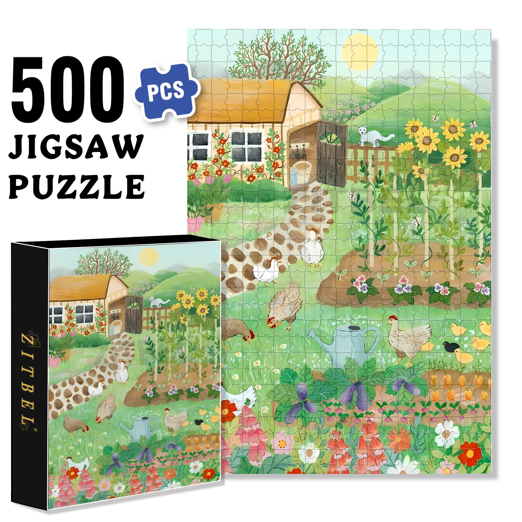 Uncle Scott's Farm 500pcs/1000pcs Jigsaw Puzzle, Scratch-Resistant, Interactive Family Game & Brain-Boosting DIY Decor, Perfect for Halloween, Christmas & New Year Gifts, Family Puzzle Game