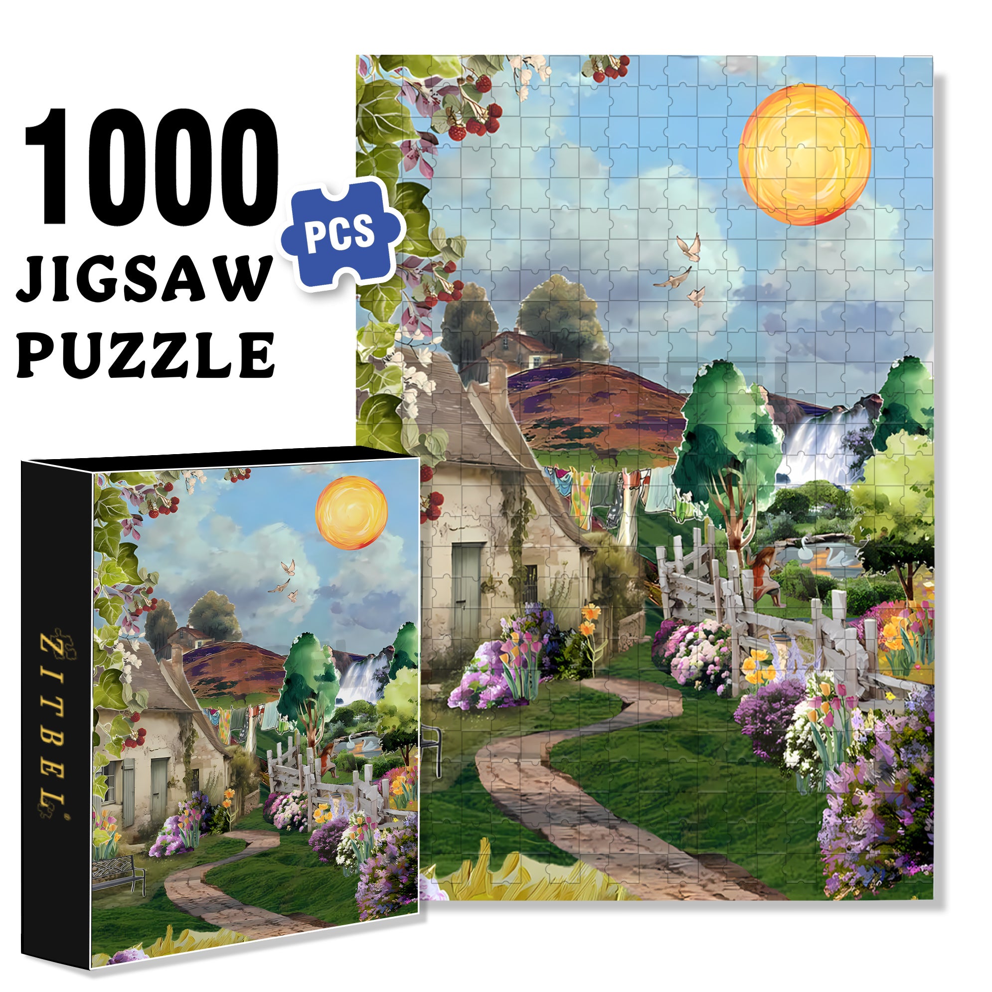 Vanessa's Garden 500pcs/1000pcs Jigsaw Puzzle, Scratch-Resistant, Interactive Family Game & Brain-Boosting DIY Decor, Perfect for Halloween, Christmas & New Year Gifts, Family Puzzle Game