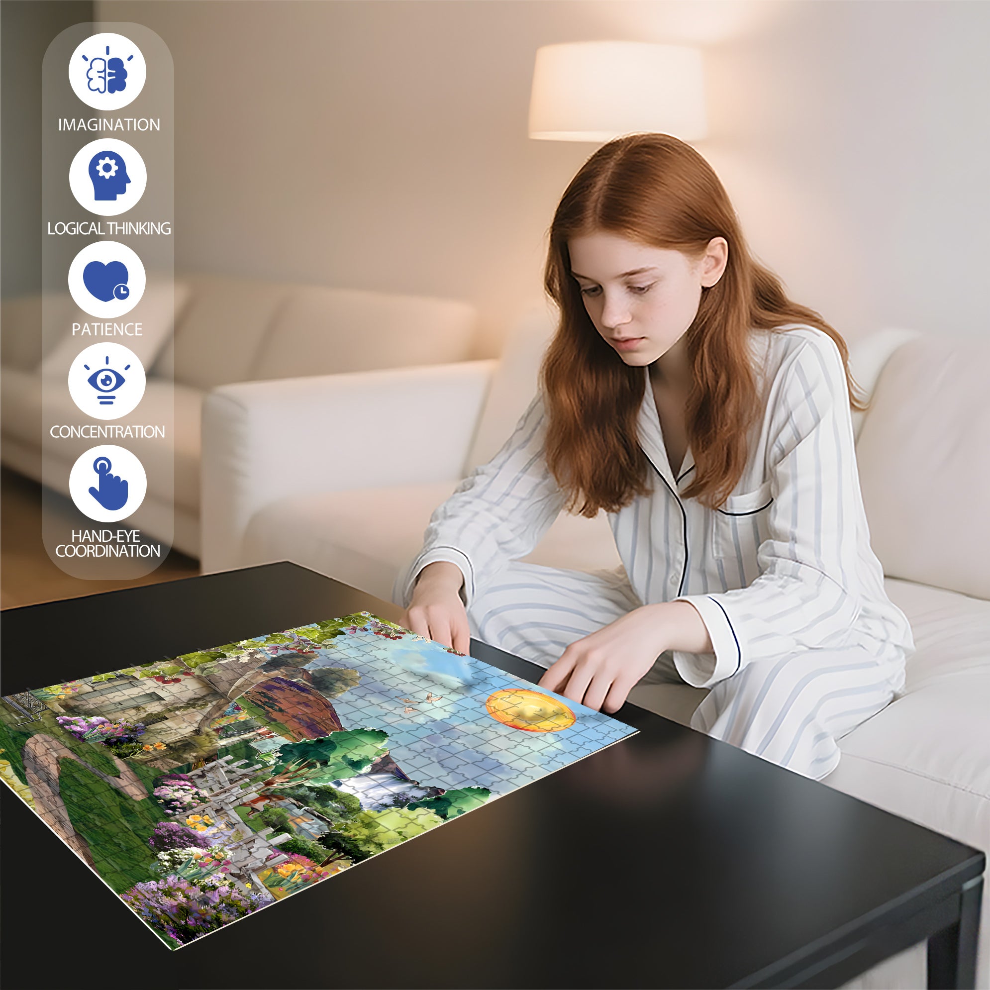 Vanessa's Garden 500pcs/1000pcs Jigsaw Puzzle, Scratch-Resistant, Interactive Family Game & Brain-Boosting DIY Decor, Perfect for Halloween, Christmas & New Year Gifts, Family Puzzle Game